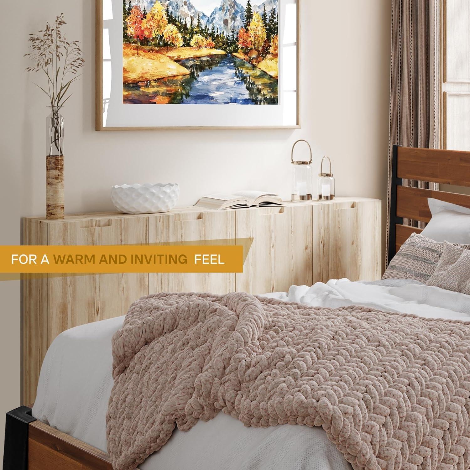 Acacia Premium Emery Solid Wood Platform Bed Frame with Headboard Included, No Box Spring Needed, Weight Capacity 800lb.