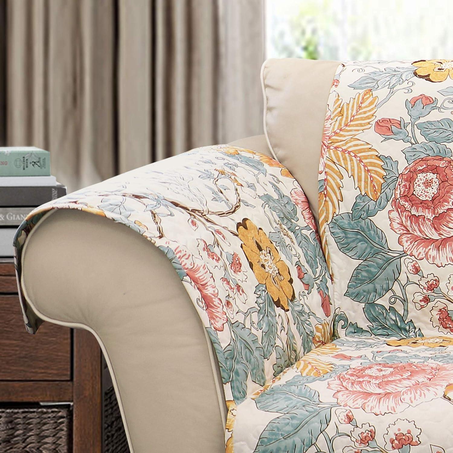 Sydney Floral Blue and Yellow Water-Resistant Loveseat Slipcover