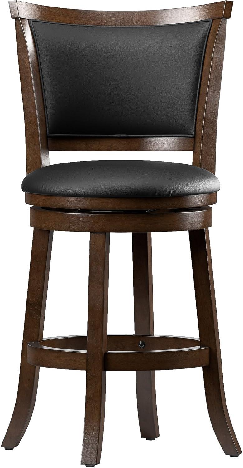 CorLiving Woodgrove Brown Wood Counter Height Barstool with Bonded Leather Seat, set of 2