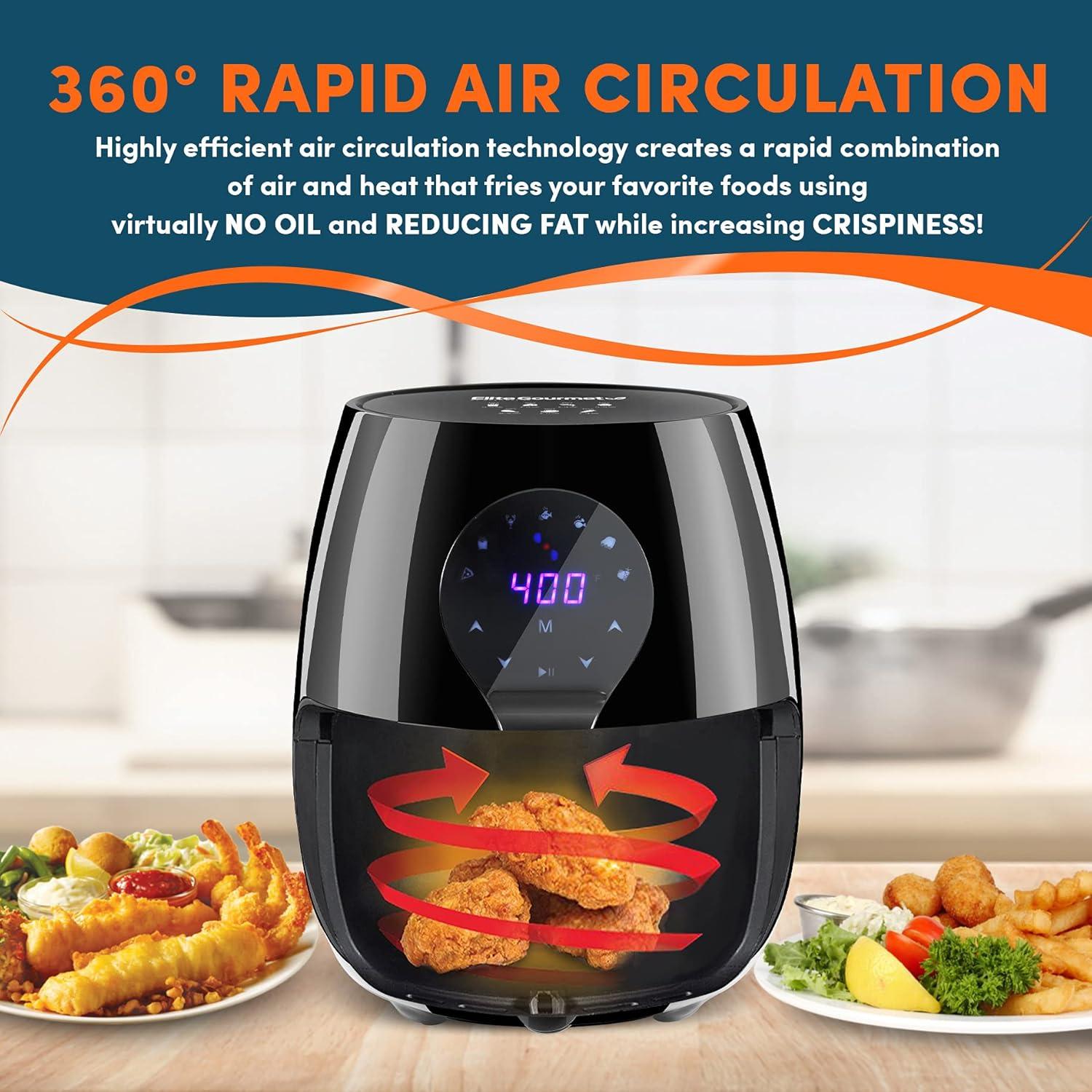 Elite Gourmet 5.3 Qt. Air Fryer (black)