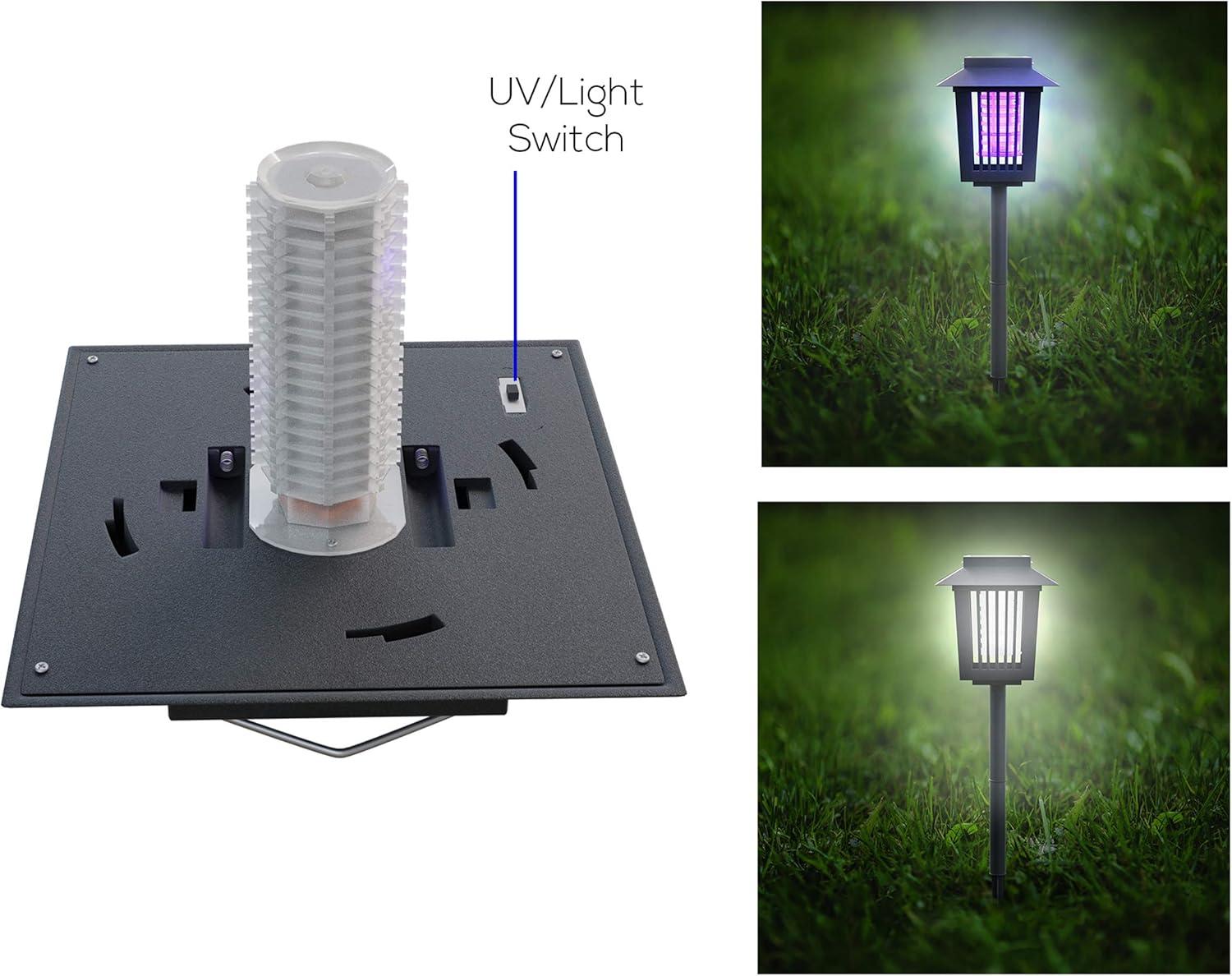 Black Solar Powered UV Mosquito and Bug Zapper Light