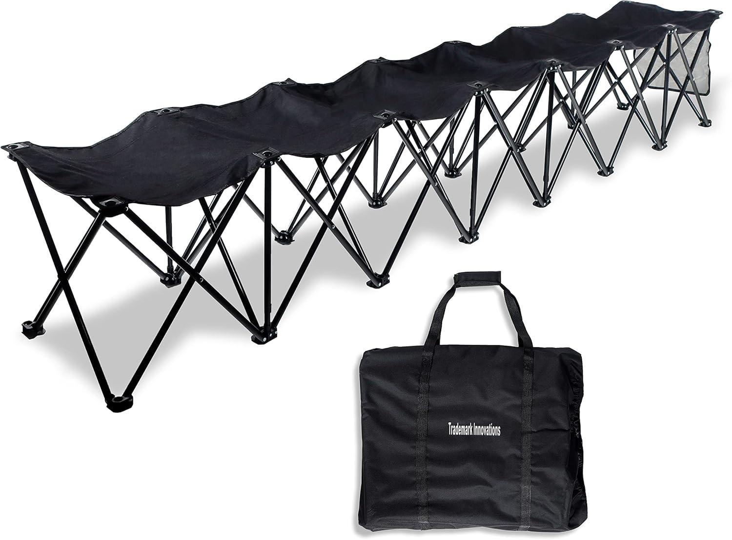 Trademark Innovations Portable 7-Seater Team Sports Sideline Bench (Black)