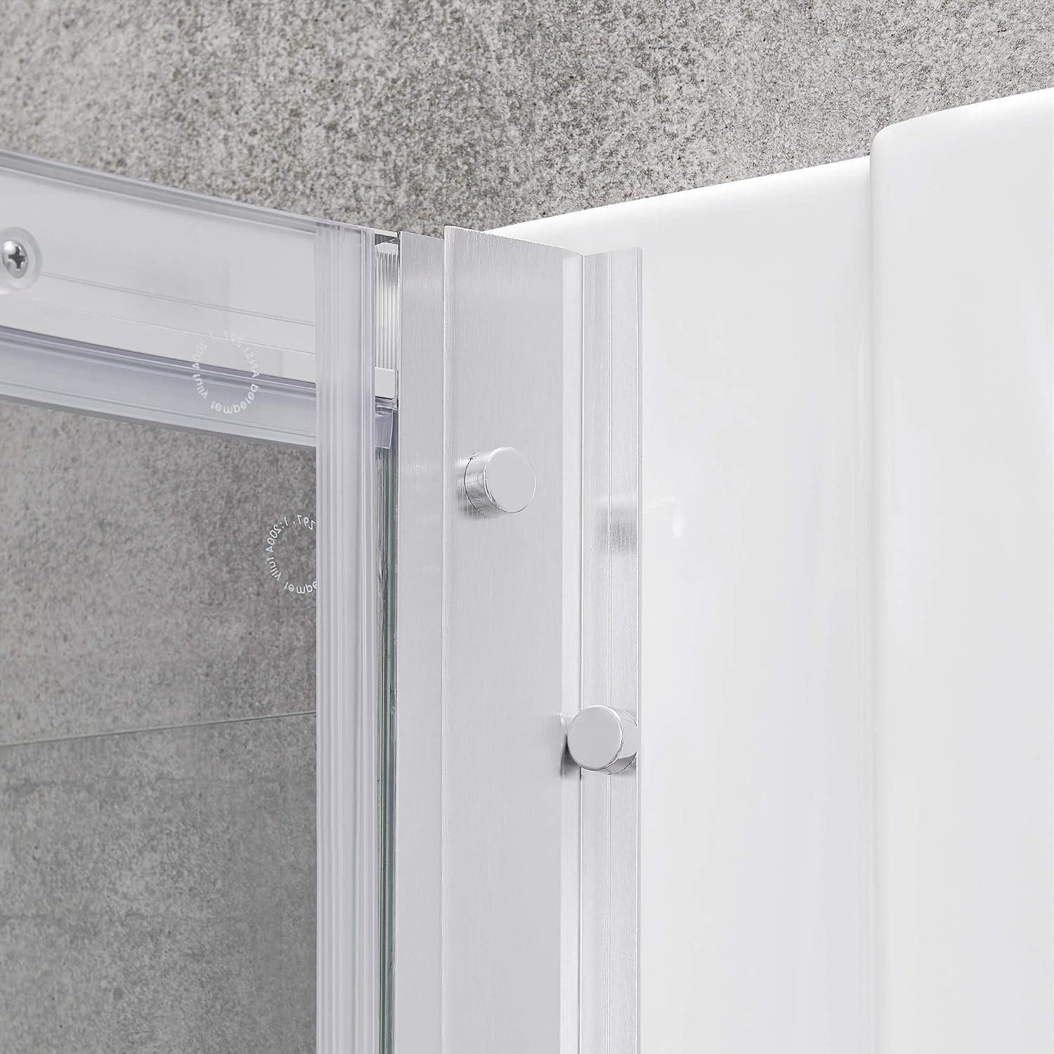 Breeze Framed 32 in. Round Sliding Shower Kit with Clear Glass Panels, Walls and Base included