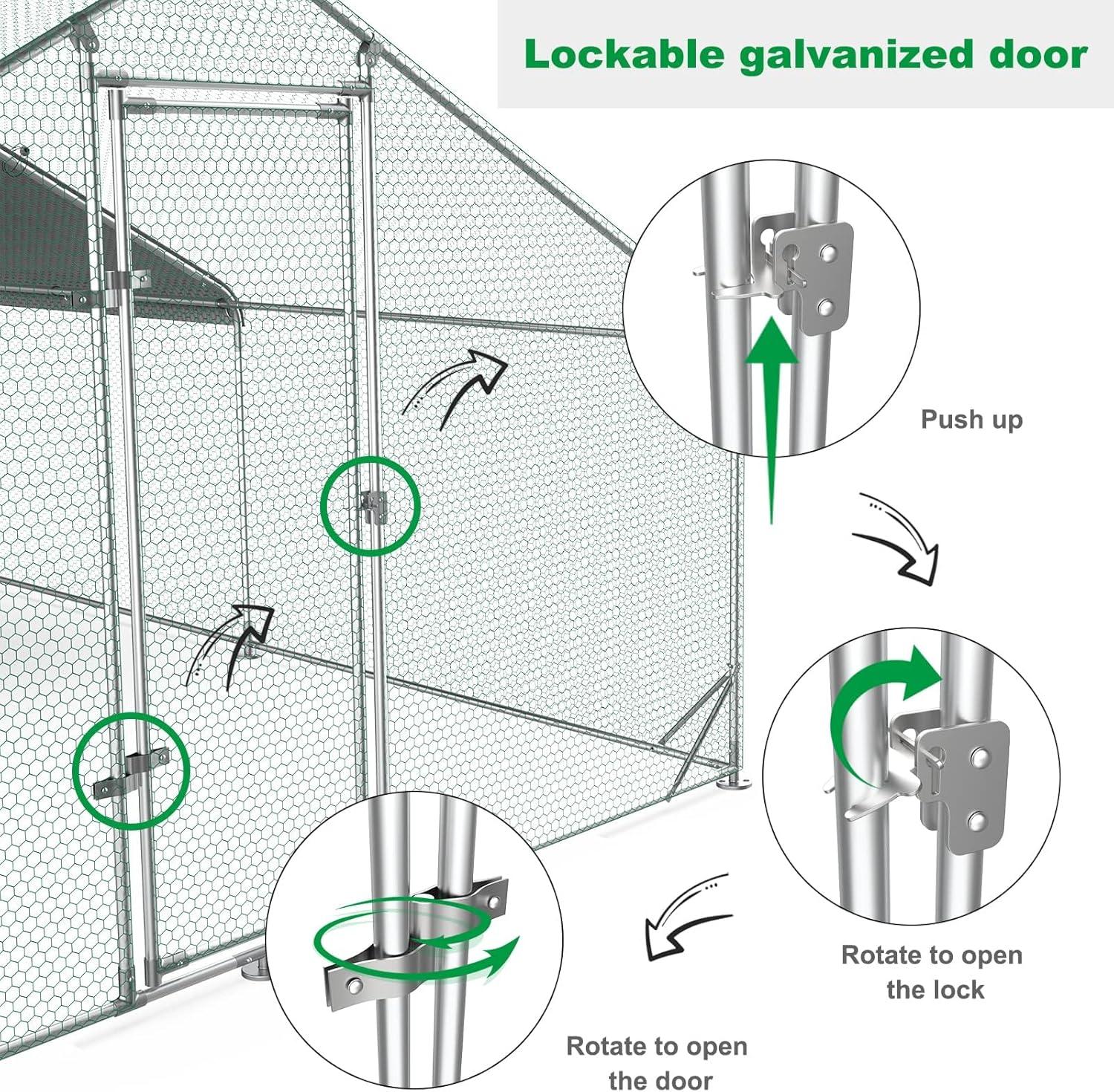 Large Metal Chicken Coop with Waterproof Cover