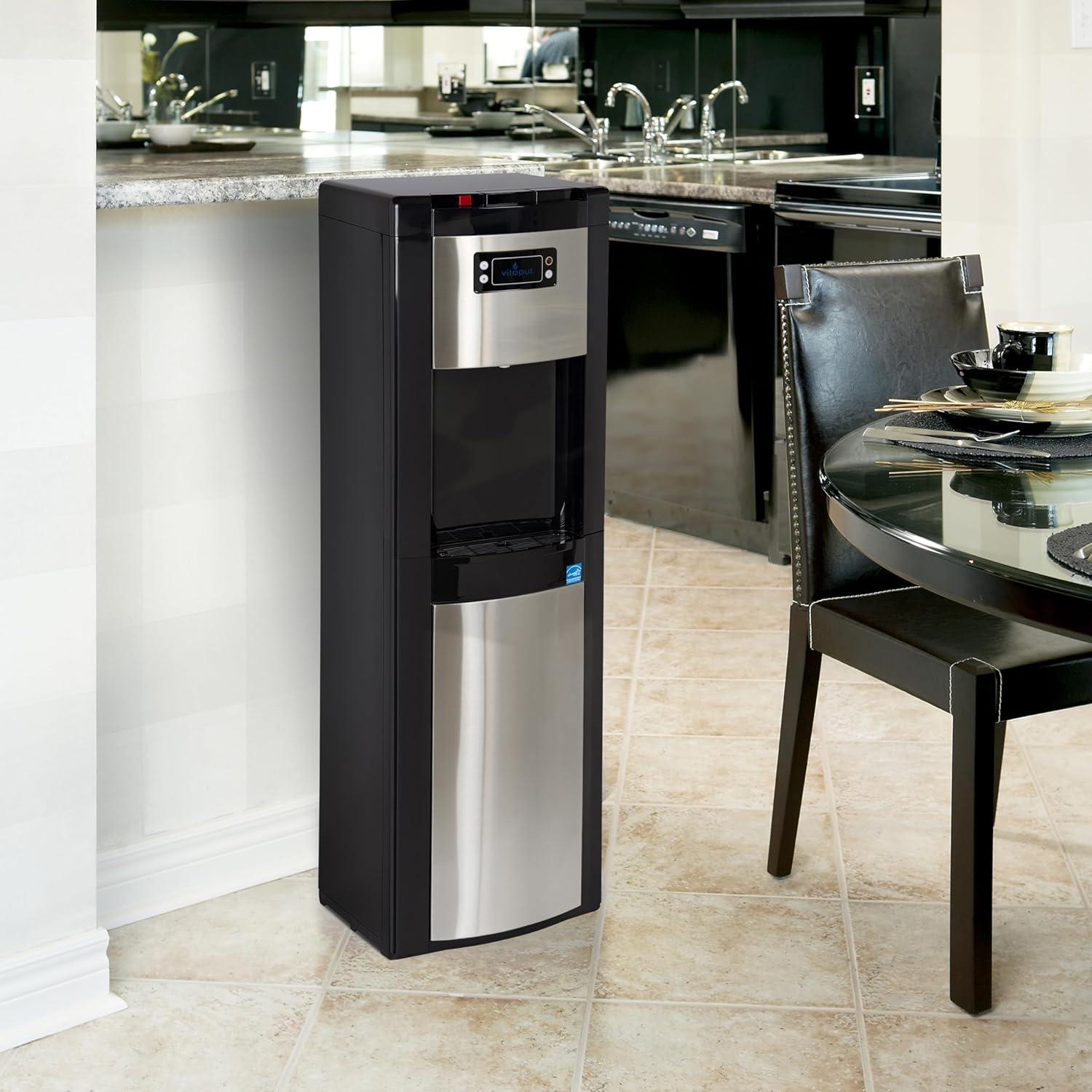 Black and Stainless Steel Bottom Load Water Dispenser