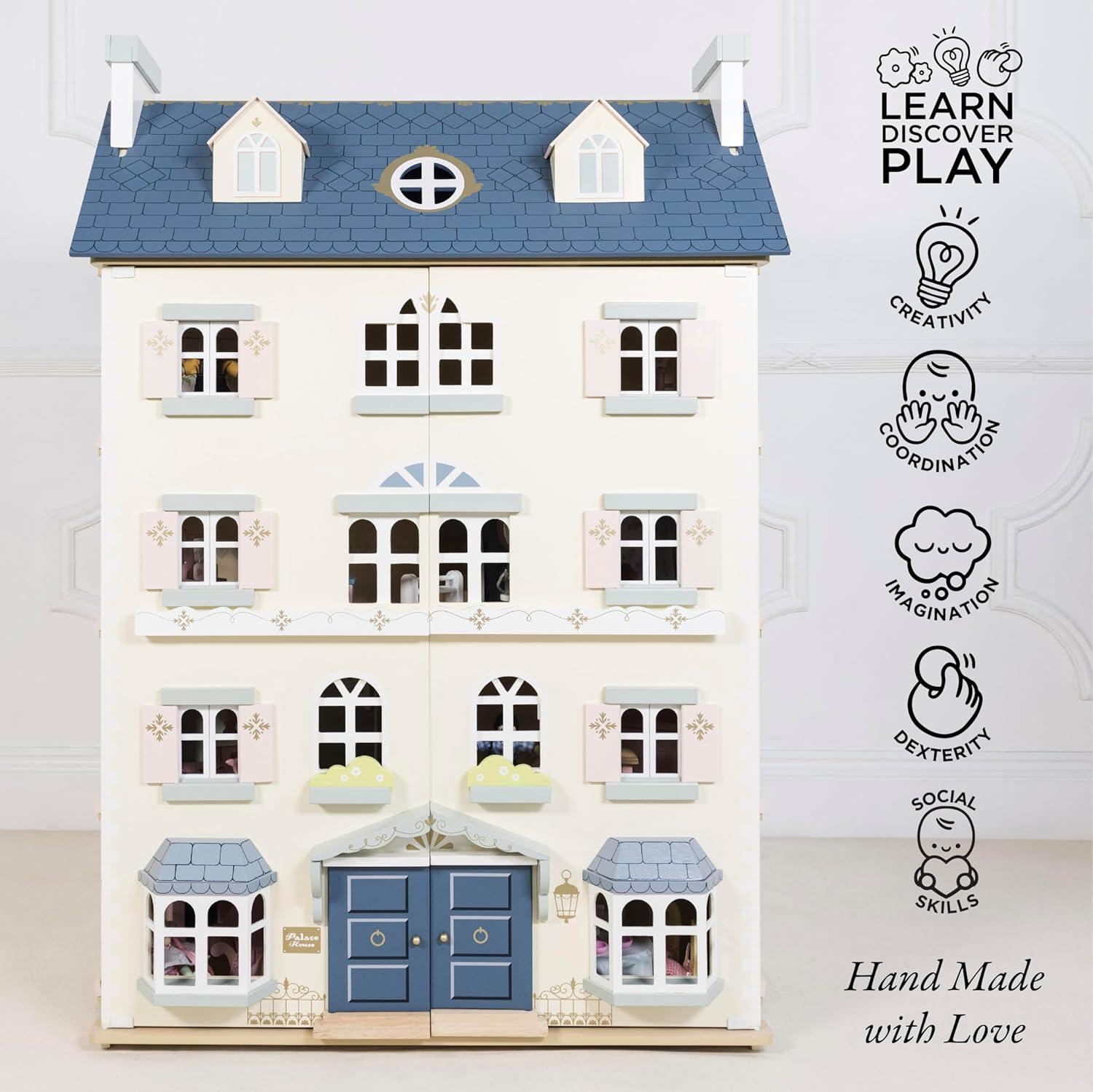 Le Toy Van - Palace House Large Wooden Doll House | Great As a Gift | 5 Storey Wooden Dolls House Play Set - Suitable for Ages 3+