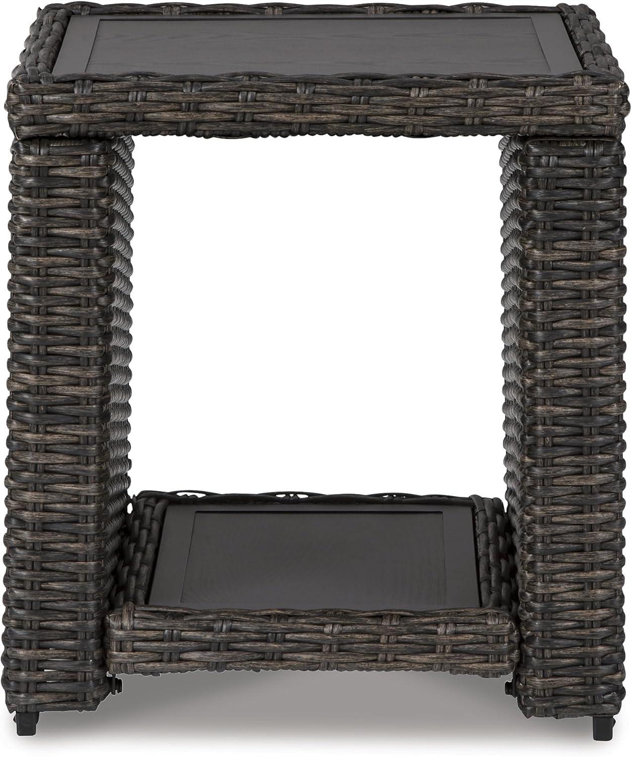 GEROBOOM Grasson Lane Outdoor Rattan Square End Table with   Brown