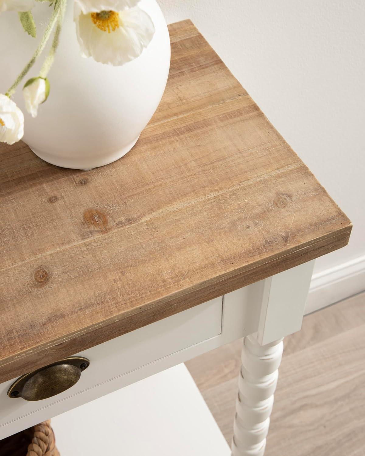 Kate and Laurel Rutledge Coastal Wooden Console Table with Shelf, 40 x 14 x 33, Hazelnut and White, Traditional Wood Entryway Table with Drawers and Decorative Turned Legs for Entry Storage Options