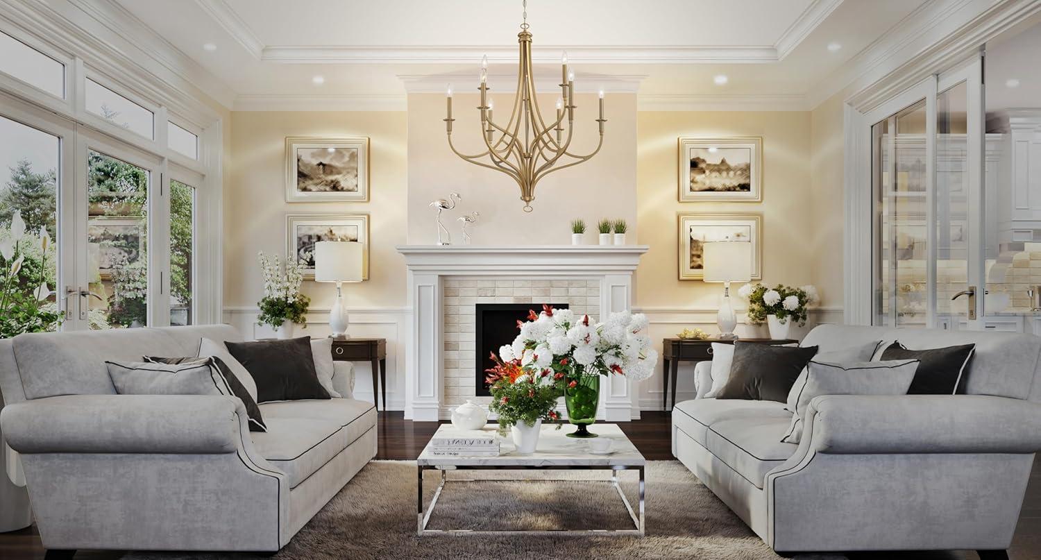 Minka Lavery Brushed Honey Gold Chandelier 34" Wide Modern 9-Light Fixture for Dining Room House Foyer Kitchen Entryway Bedroom