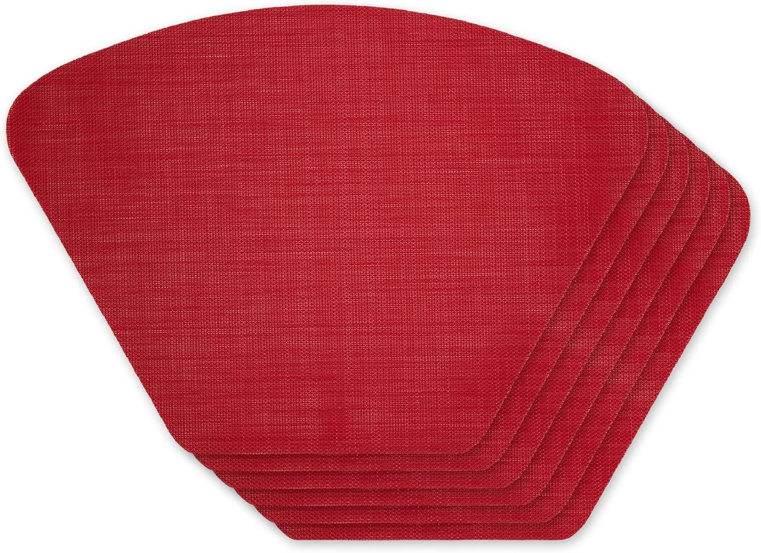 Tango Red Vinyl Wedge Table Placemats, Set of 6