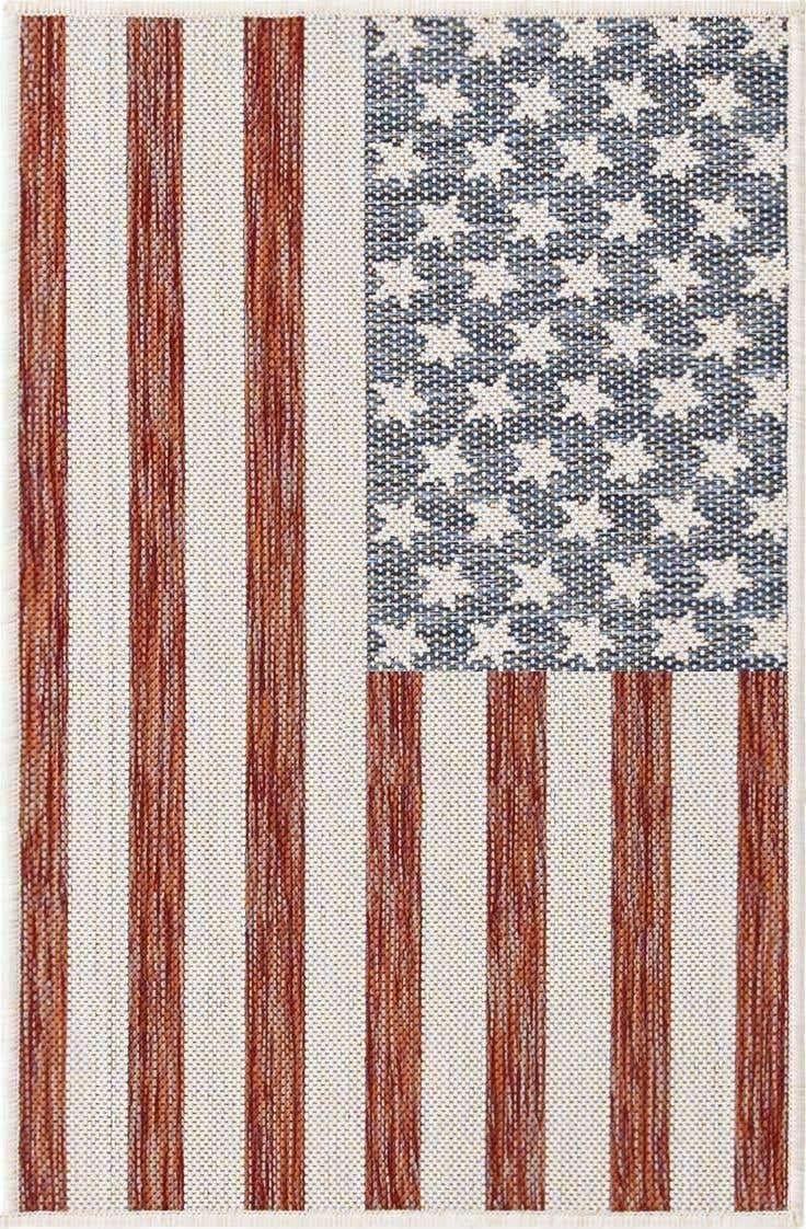 Old Glory Red and Blue Synthetic Outdoor Area Rug 5' x 7'