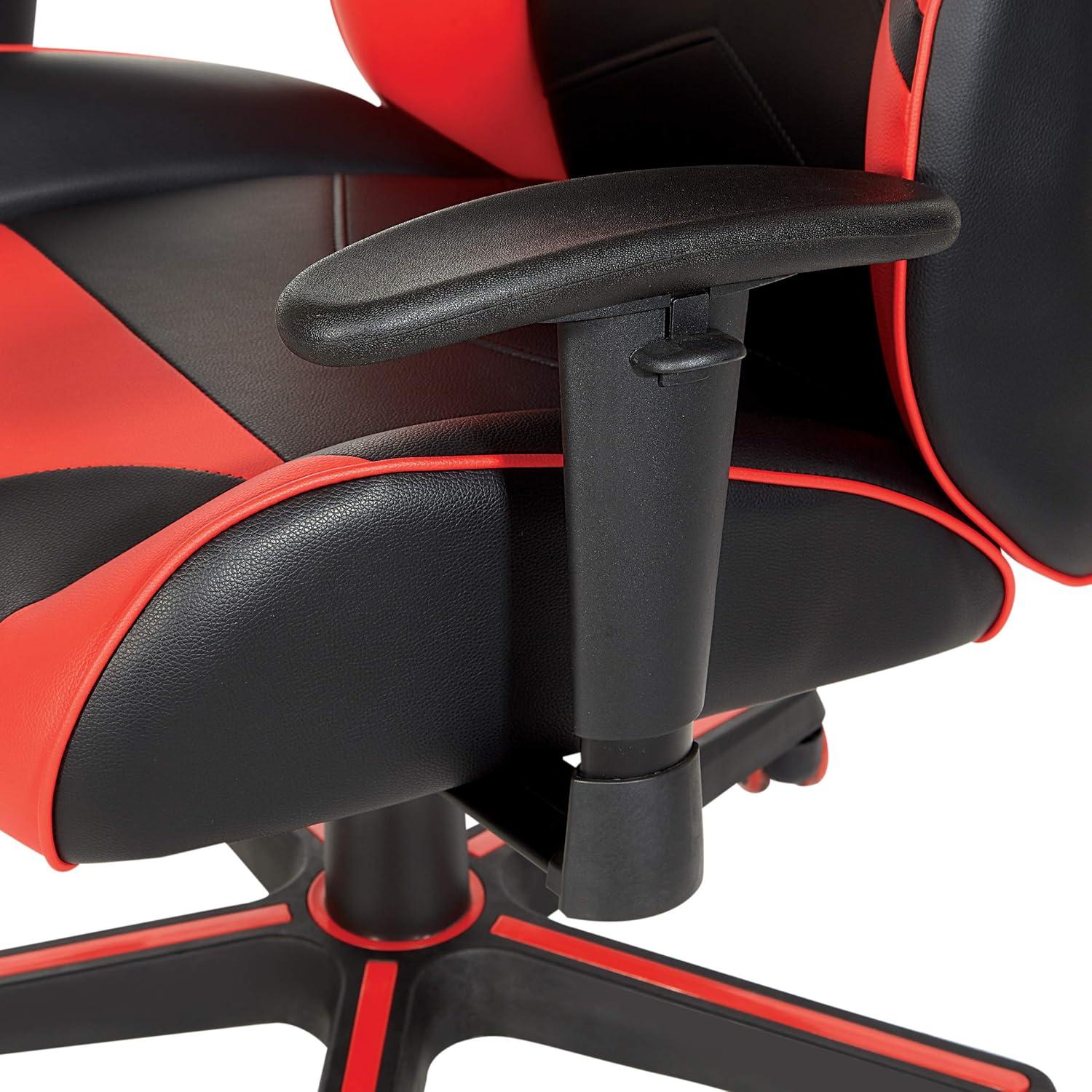 Vapor Gaming Chair in Black Faux Leather with Red Accents