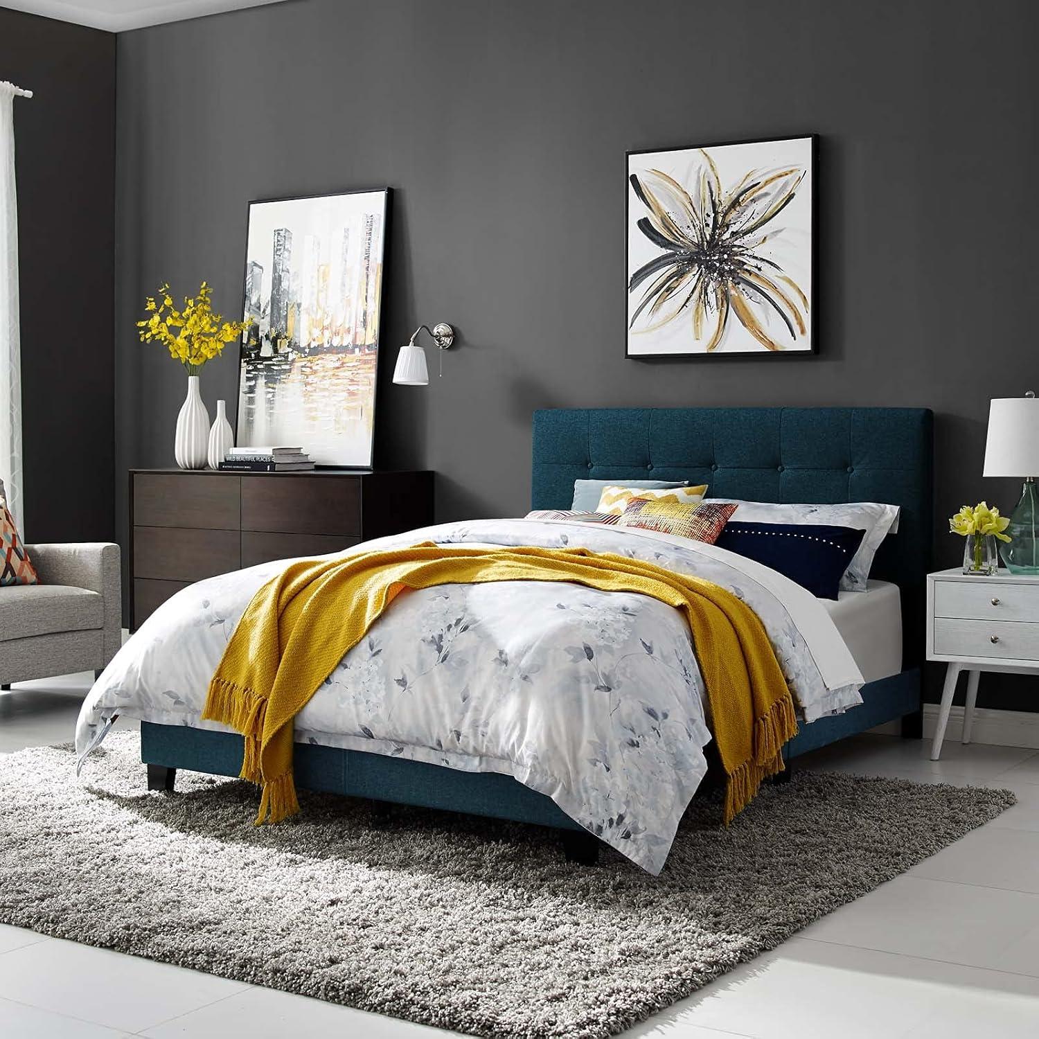 Amira Full Upholstered Fabric Bed (6000-AZU)