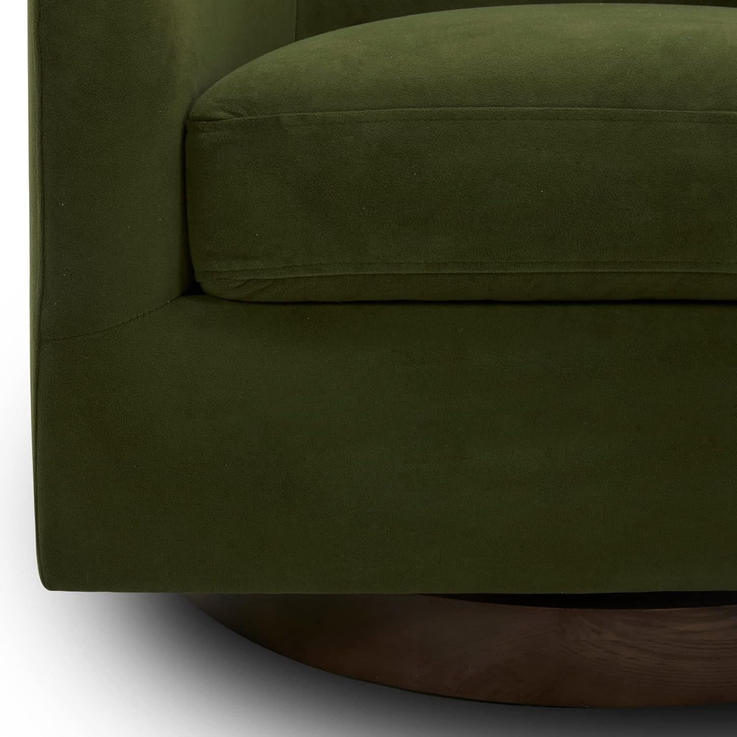 CHITA Swivel Accent Chair Velvet, Round Barrel Arm Chair Living Room, Forest Green