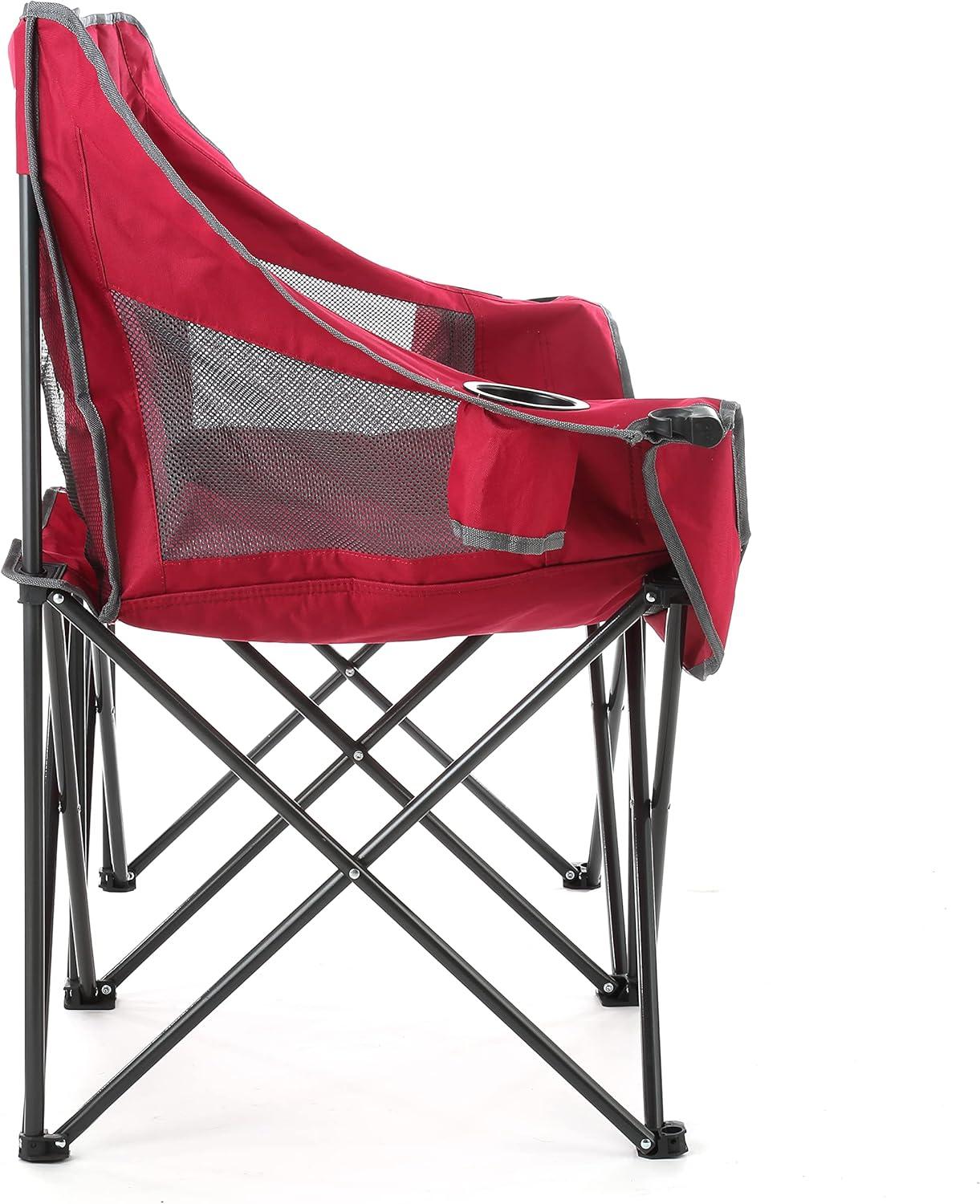 ARROWHEAD OUTDOOR Portable Folding Double Duo Camping Chair Loveseat w/ 2 Cup & Wine Glass Holder, Heavy-Duty Carrying Bag, Padded Seats & Armrests, Supports up to 500lbs, USA-Based Support (Red)
