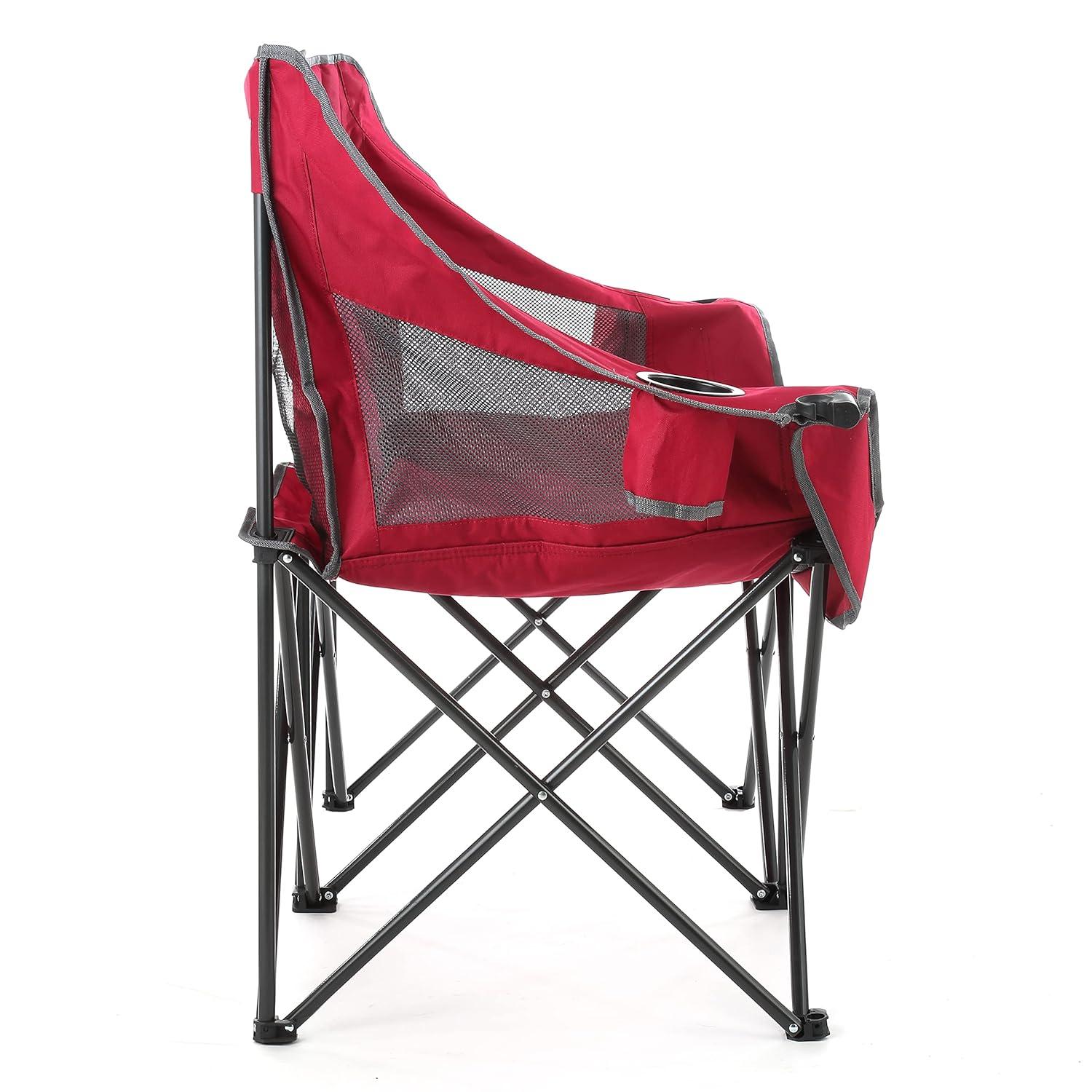 ARROWHEAD OUTDOOR Portable Folding Double Duo Camping Chair Loveseat w/ 2 Cup & Wine Glass Holder, Heavy-Duty Carrying Bag, Padded Seats & Armrests, Supports up to 500lbs, USA-Based Support (Red)