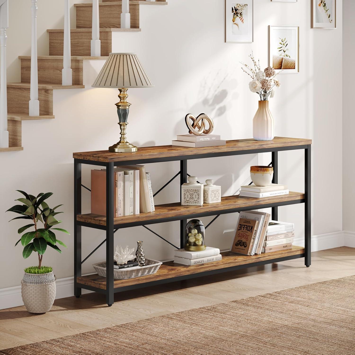 Tribesigns 55 Inches 3 Tiers TV Stand Console Long Sofa Table, Black