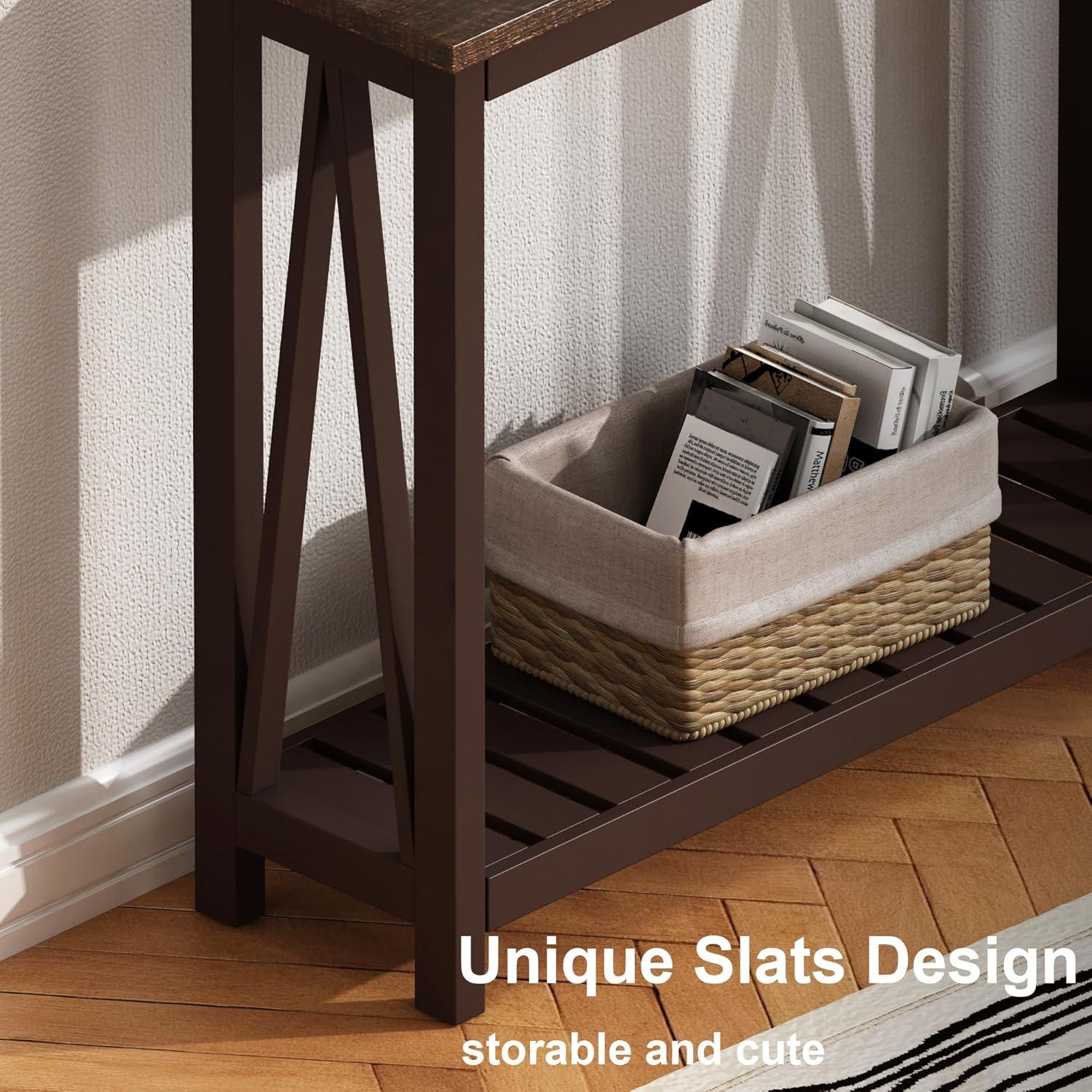 ChooChoo Farmhouse Console Table, Rustic Vintage Narrow Sofa Table for Entryway, Living Room, Hallway, 40 Espresso