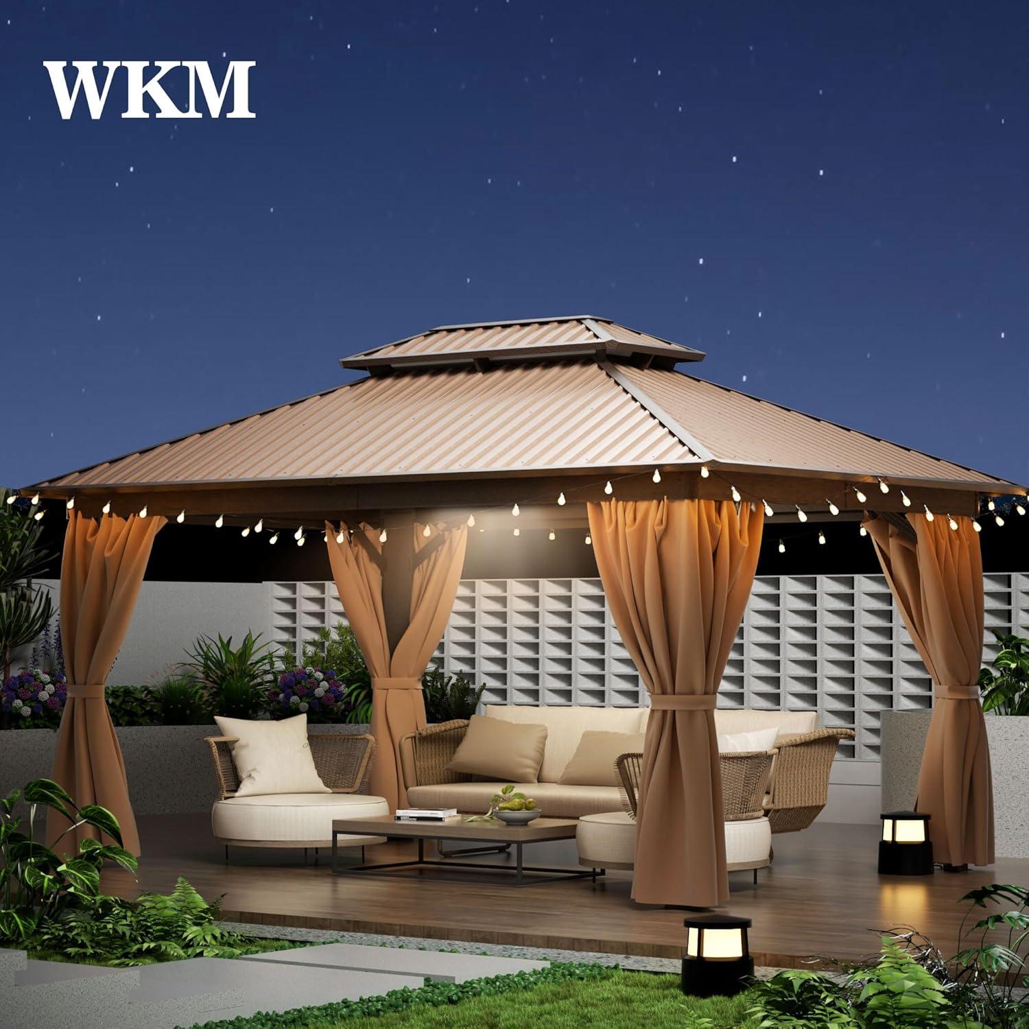 Barton 10x14 Gazebo, Hardtop Gazebo With Aluminum Frame, Double Galvanized Steel Roof, Curtains and Netting Included, Metal Gazebos Pergolas for Patios, Garden, Parties, Lawns