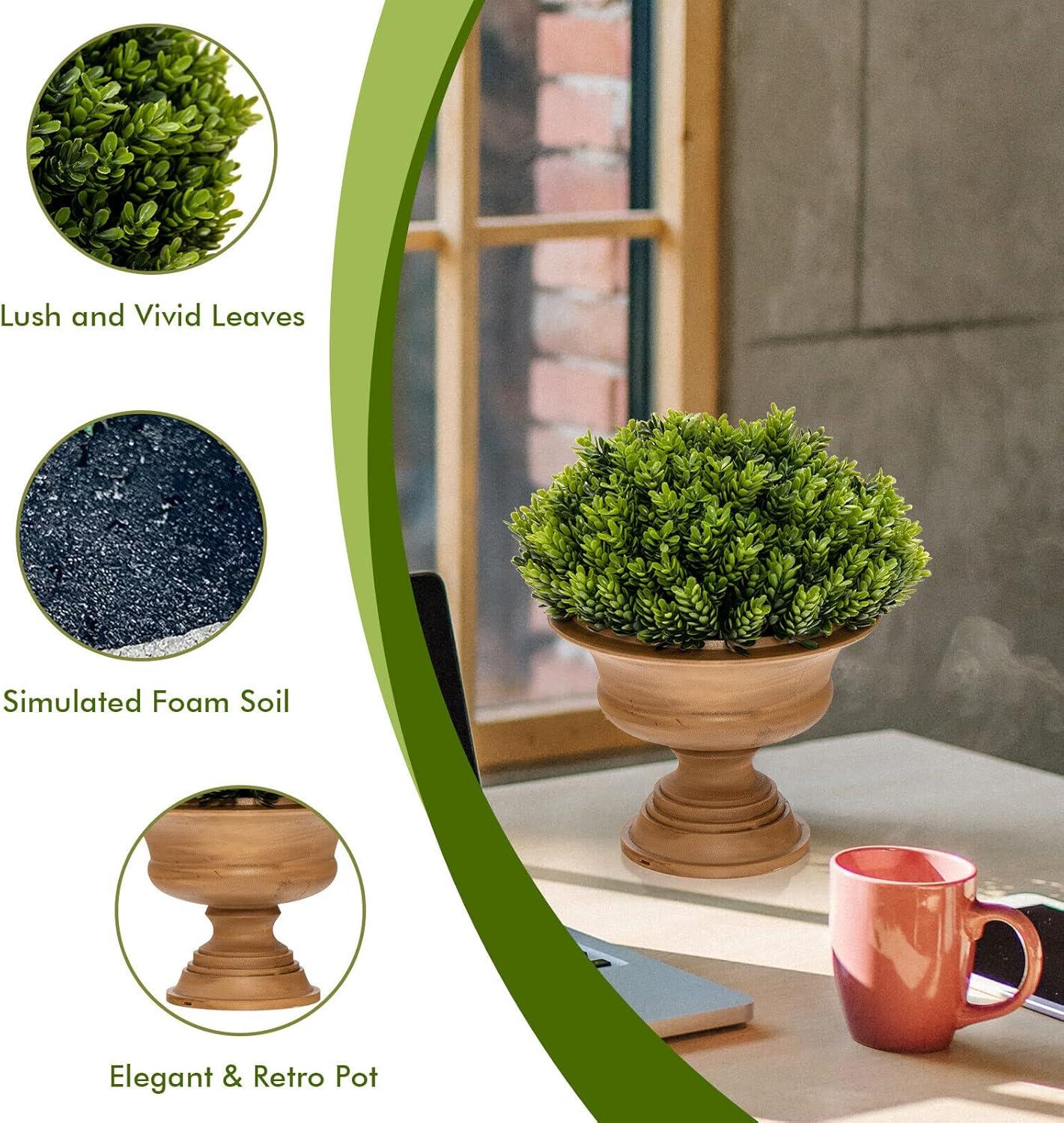 Costway 4-Pack Artificial Plants Fake Mini Potted Plant Small Greenery Decor for Indoor