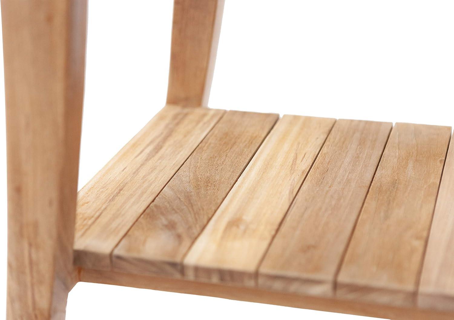 Nordic Teak 30" Asian Style Shower Bench with Shelf - Beige