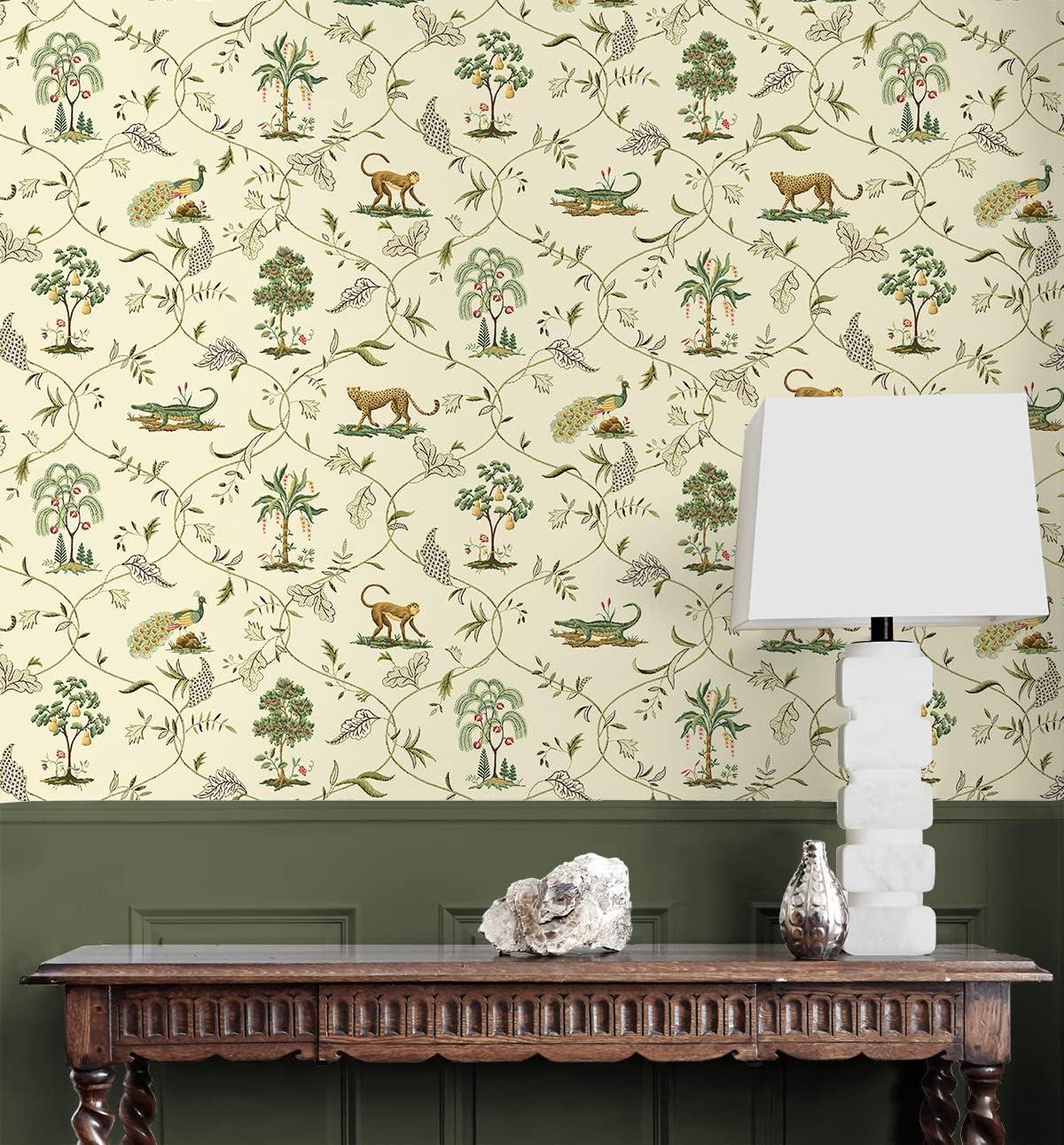 Willow Multicolor Vinyl Self-Adhesive Wallpaper with Animal and Tree Design