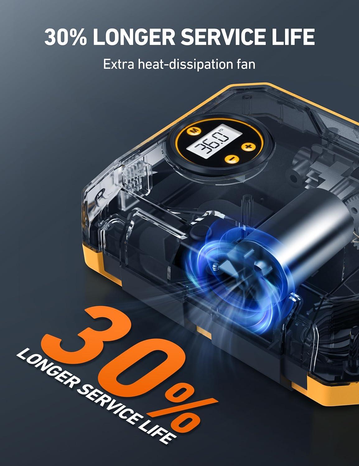 Tire Inflator 100 PSI, Car Tire Air Pump, Portable Air Compressor for Tires, Yellow, for Gift