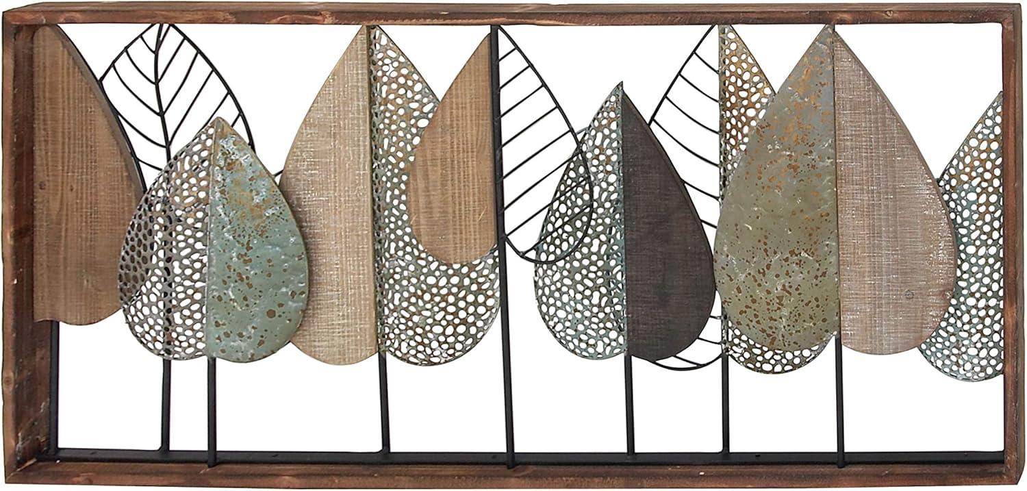 XMVJHOME Modern Leaf Wall Art Sculpture With Metal Wire Accents, Minimalist Botanical Home Decor, Open-Frame Design For Contemporary Interiors