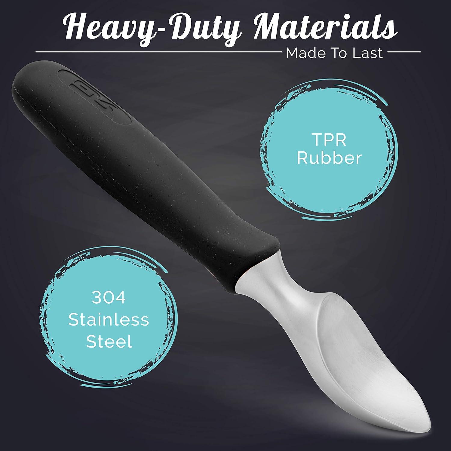 Zulay Kitchen Stainless Steel Ice Cream Scoop with Rubber Grip