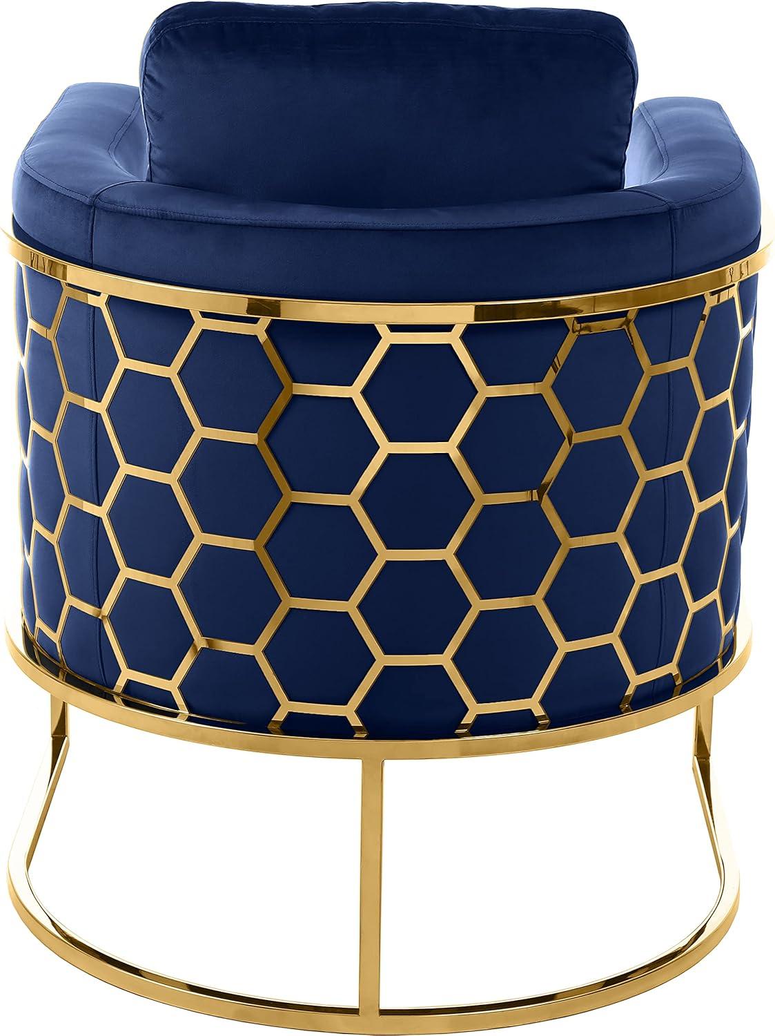 Meridian Furniture Casa Navy Velvet Chair with Gold Iron Metal Base