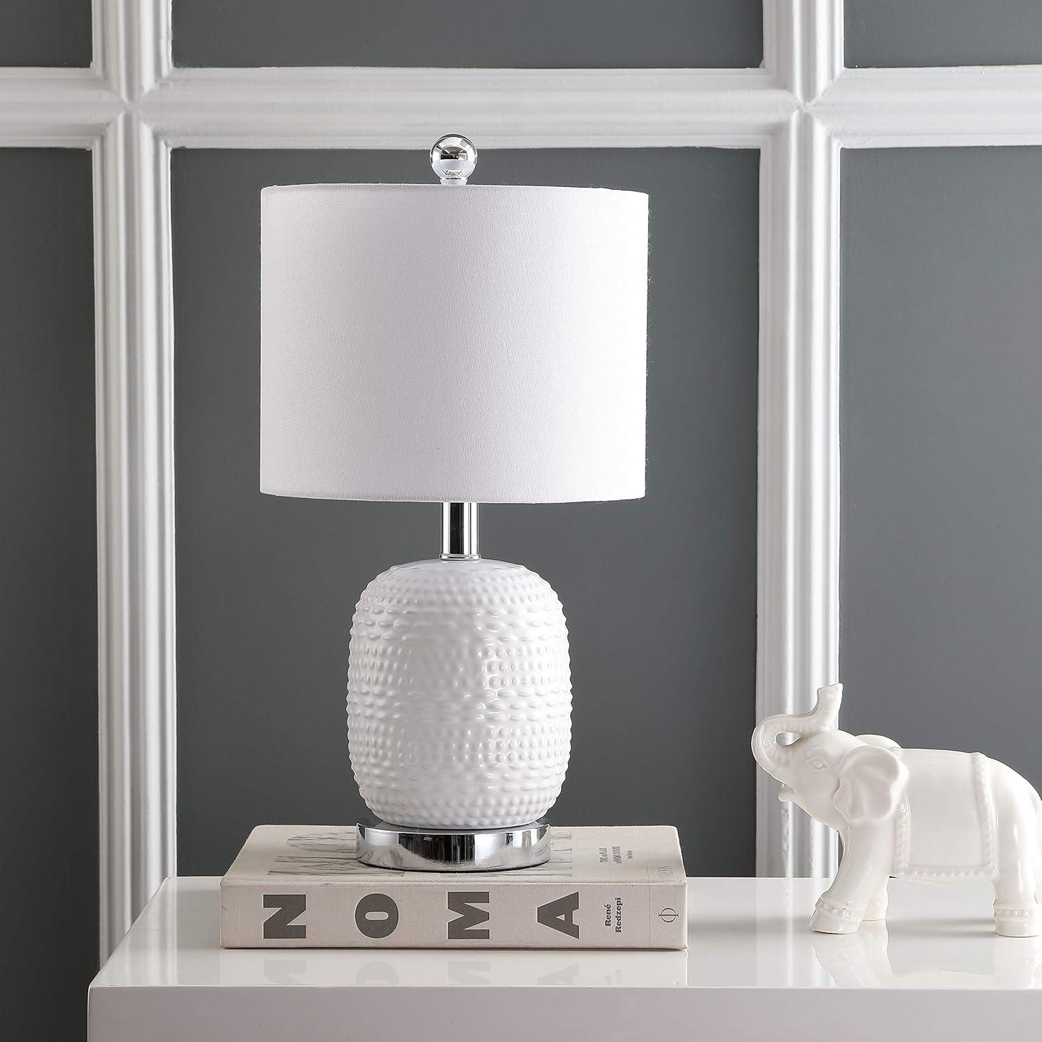 Elegant Tucana White Ceramic Table Lamp with Silver Base