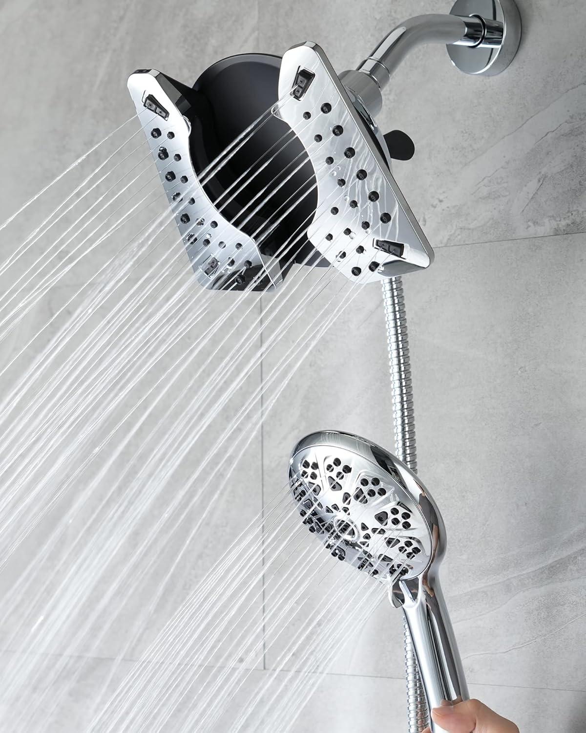 Chrome Dual-Head Handheld Rain and Pulse Shower System