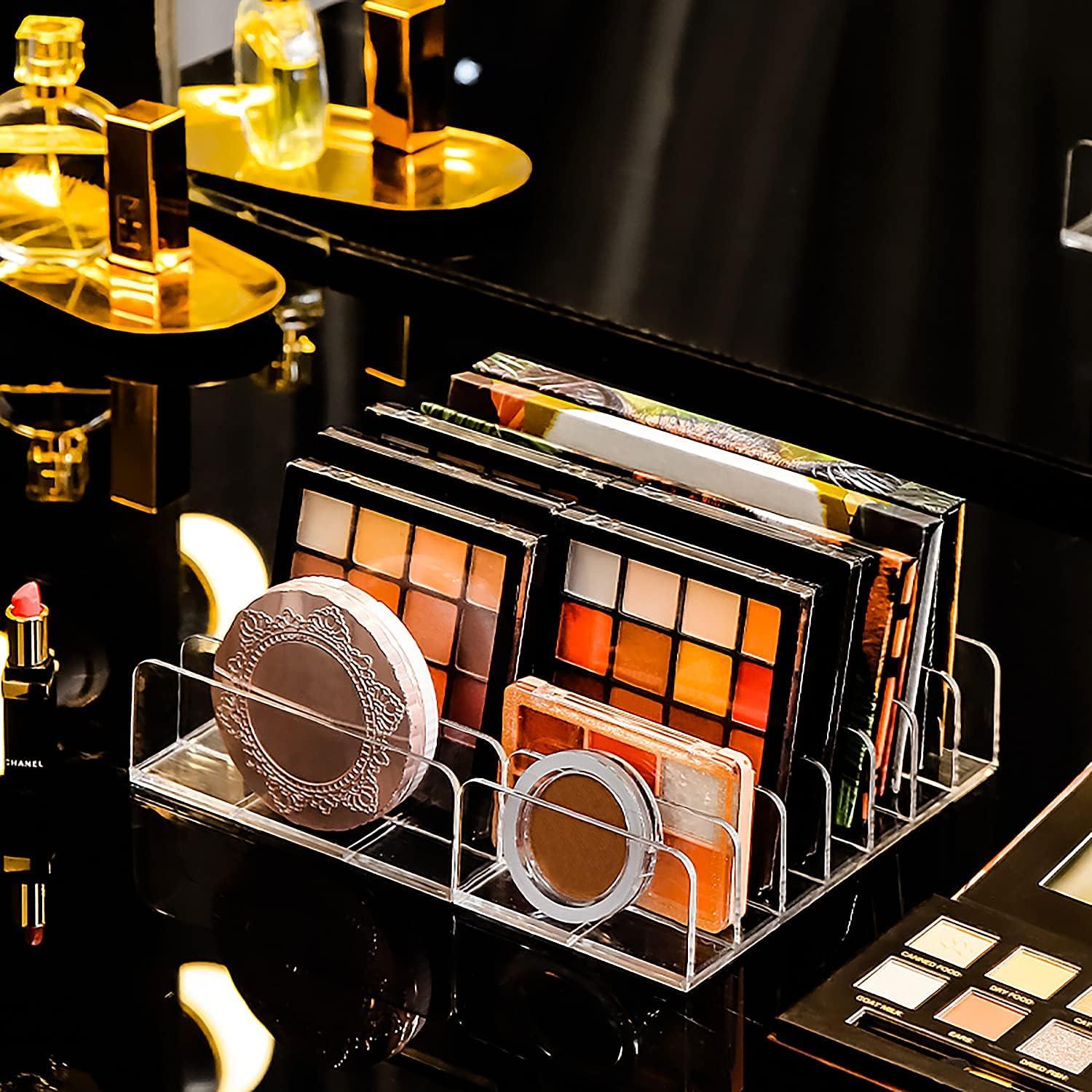 JessLab Small Palette Organizer, 7-Section Divided Plastic Makeup Organizer