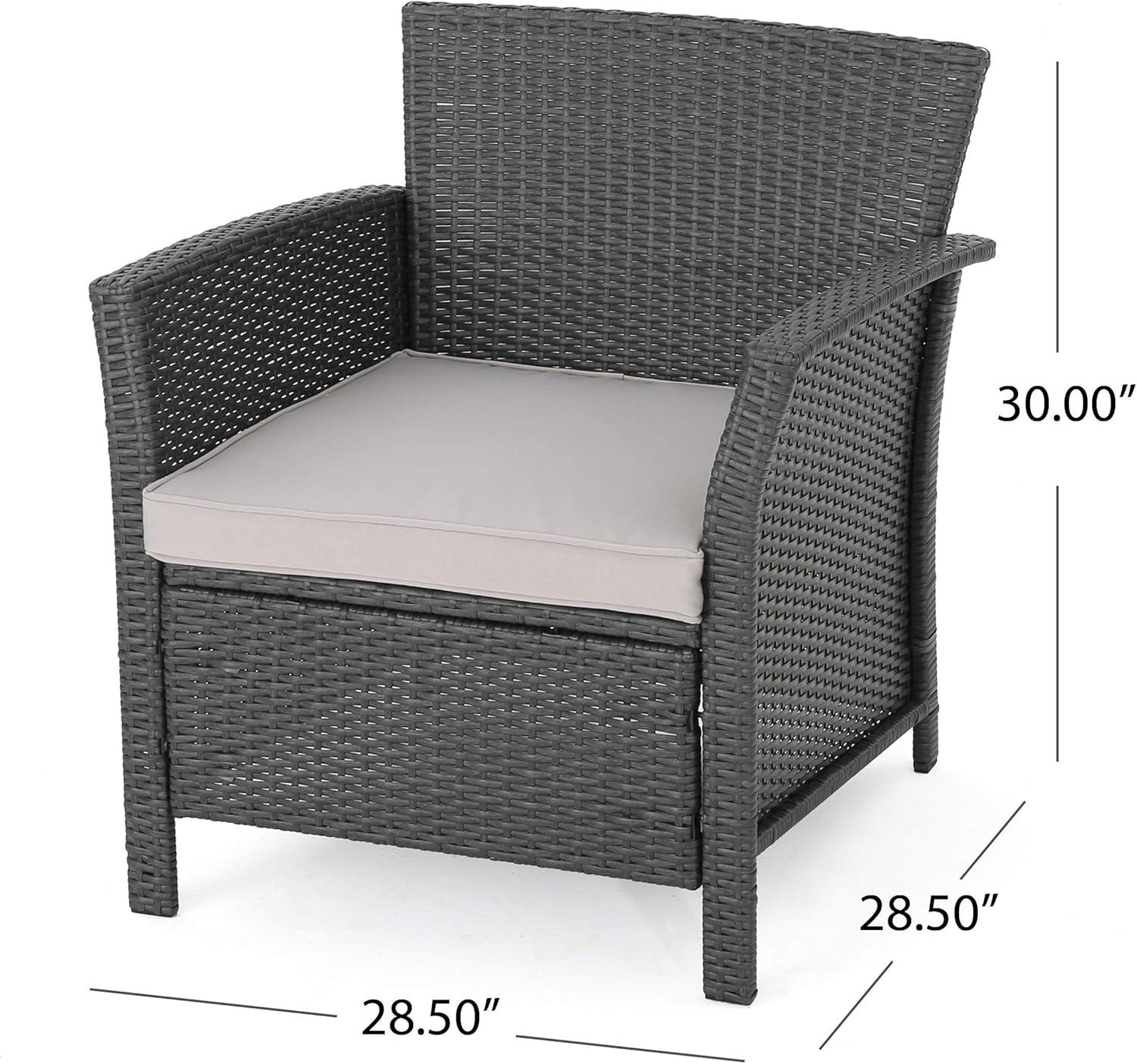 GDF Studio Raina Outdoor Wicker Club Chairs with Cushion, Set of 2, Gray and Light Gray