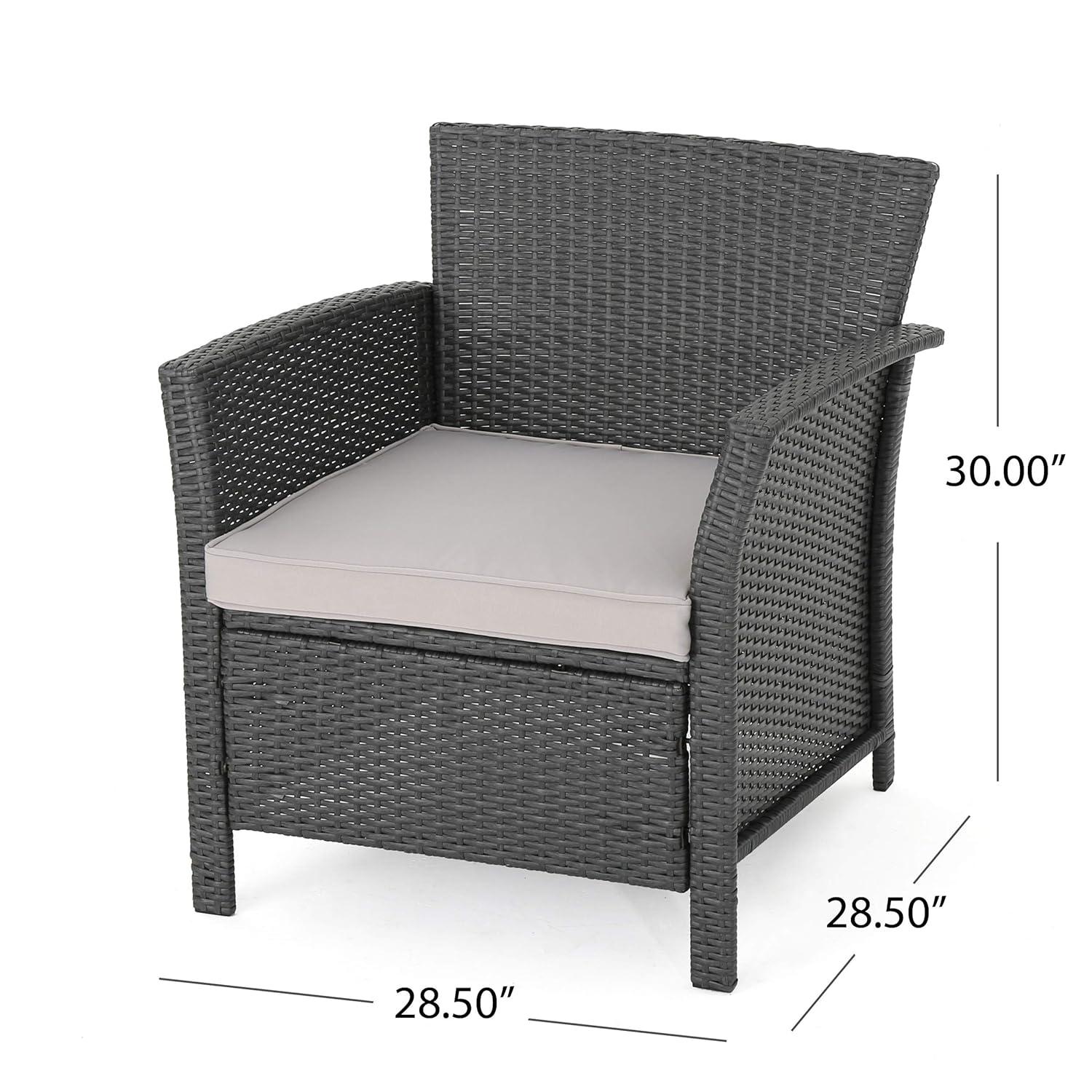GDF Studio Raina Outdoor Wicker Club Chairs with Cushion, Set of 2, Gray and Light Gray