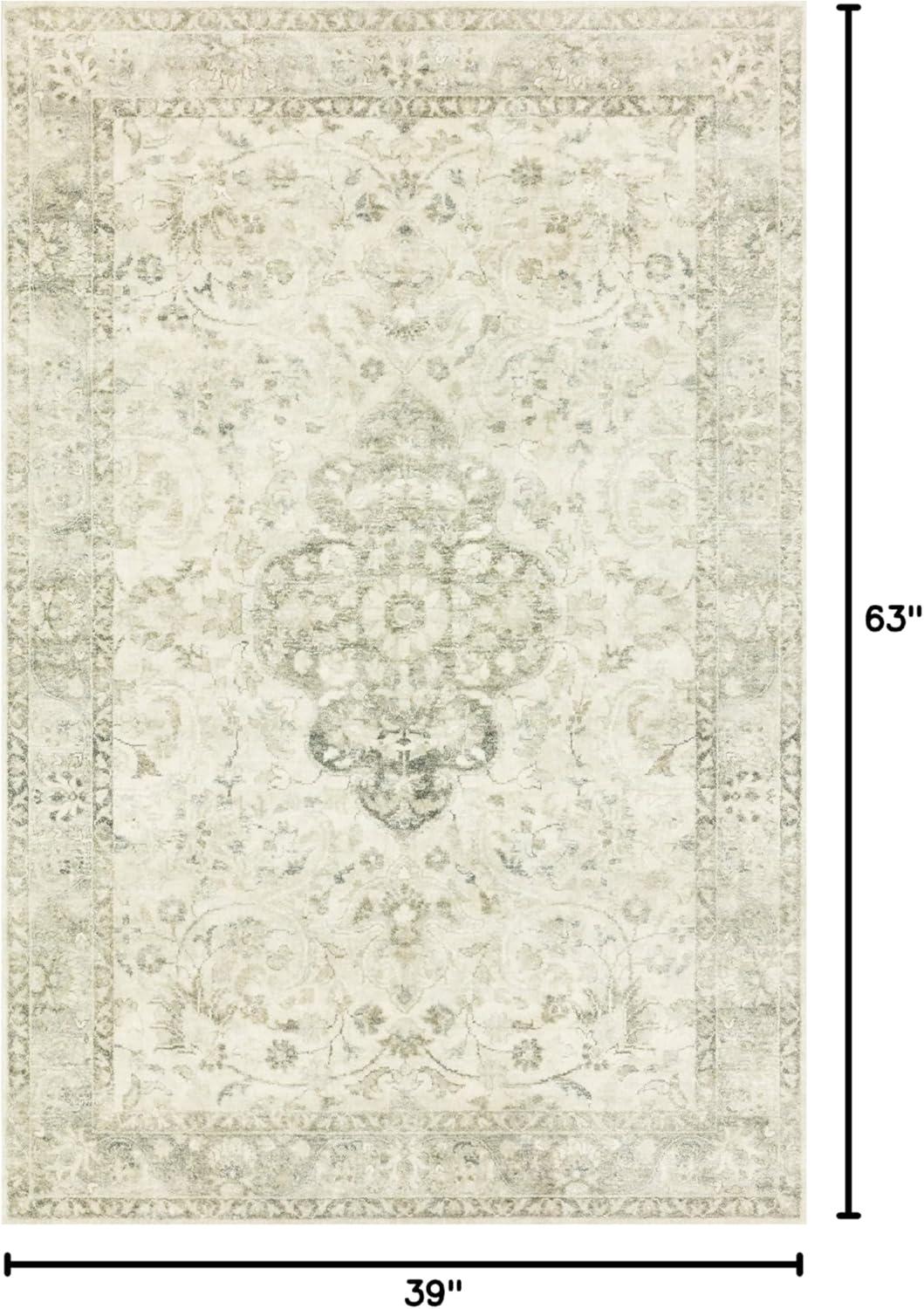 Loloi II Rosette Oriental Ivory / Silver Area Rug