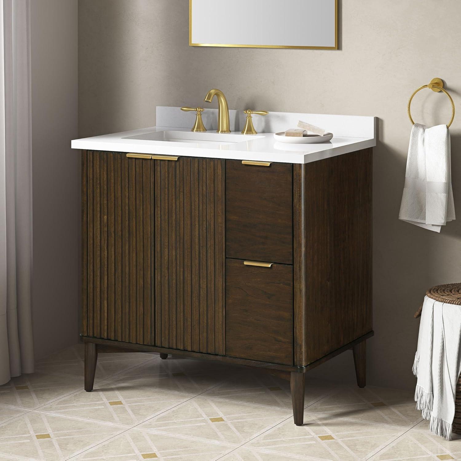 Miseno Mv-Berk36-15Vva Indy 36" Free Standing Single Basin Vanity Set - Onyx Black / White