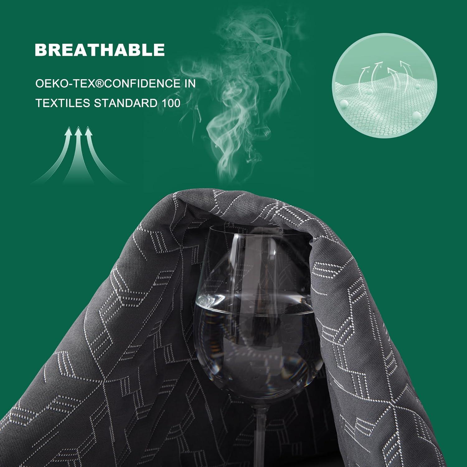 Queen Size Waterproof Mattress Protector, 40% Rayon Derived From Bamboo Grey Mattress Pad Cover, 3D Air Fabric Breathable Mattress Pad Fitted With Deep Pocket 6"- 15" Machine Washable