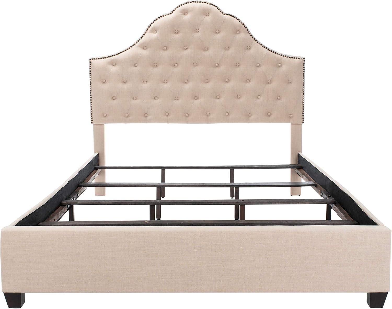 SAFAVIEH Beckham Modern Glam Tufted Headboard with Nail Heads, Queen, Beige