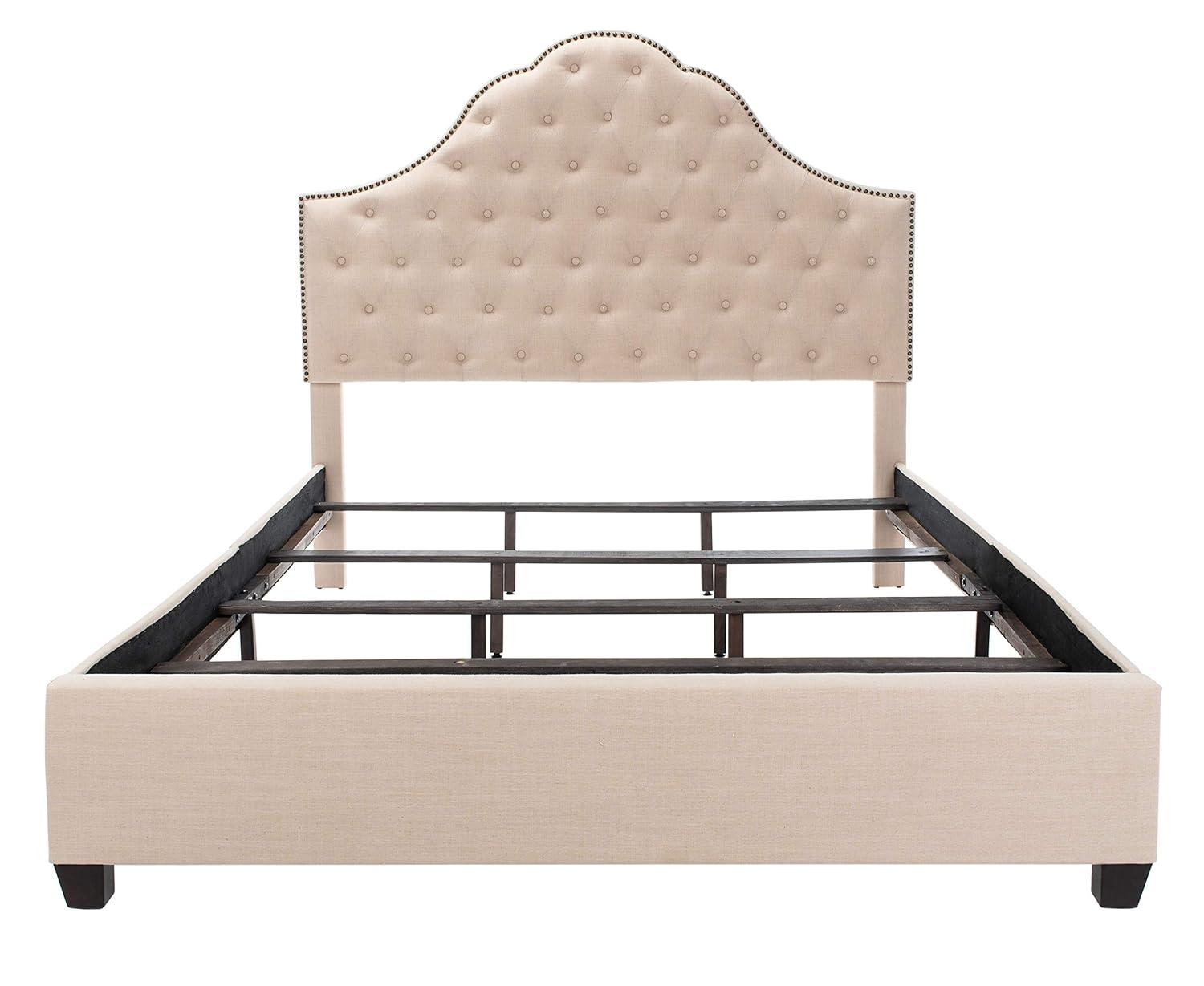 SAFAVIEH Beckham Modern Glam Tufted Headboard with Nail Heads, Queen, Beige