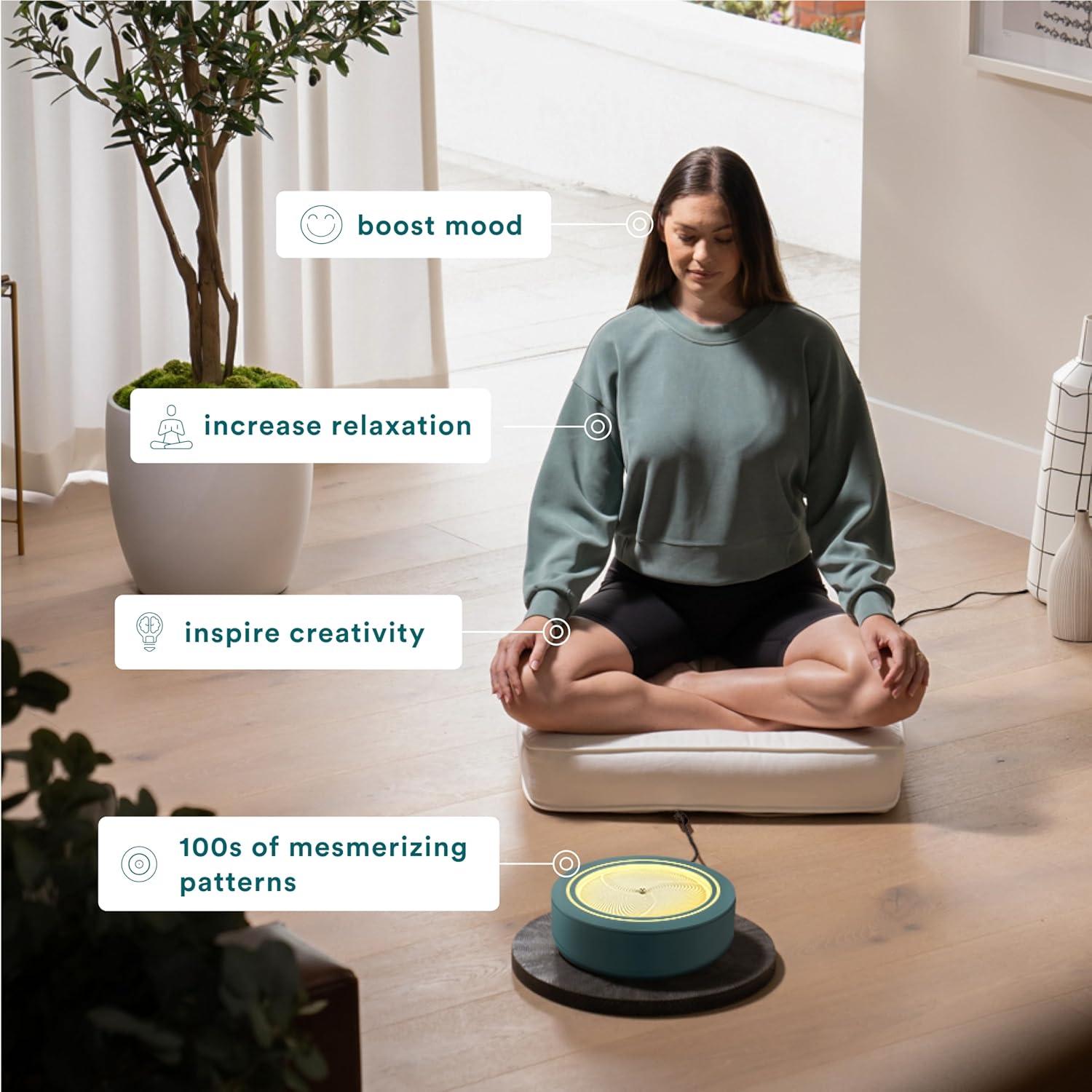 Homedics 11” Drift Sandscape, Compact Size, Zen Garden, Meditation Accessories, Decorative Sandscape, Smart LED Lighting, Wi-Fi Enabled (Green)