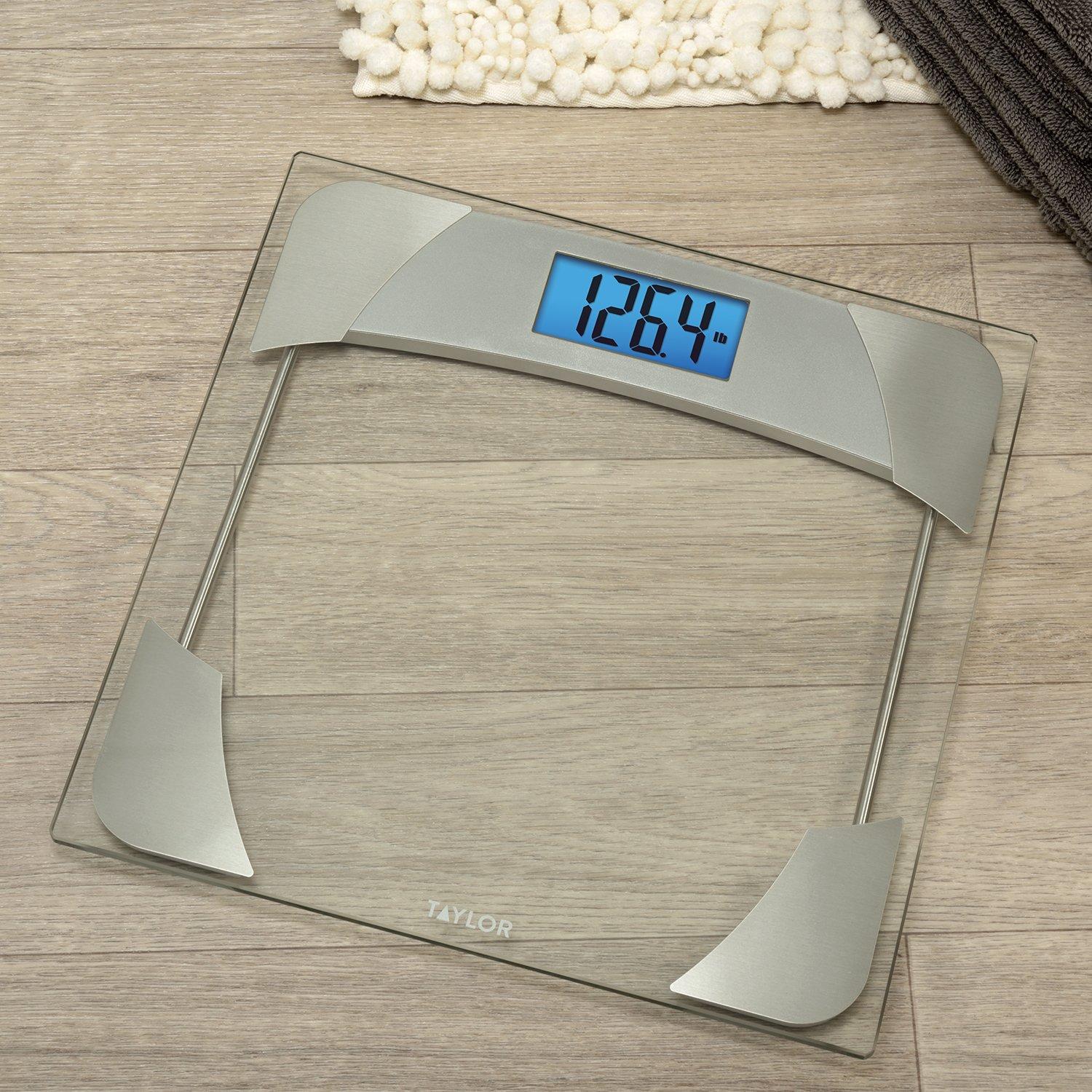 Digital Glass Bathroom Scale with Stainless Steel Accents