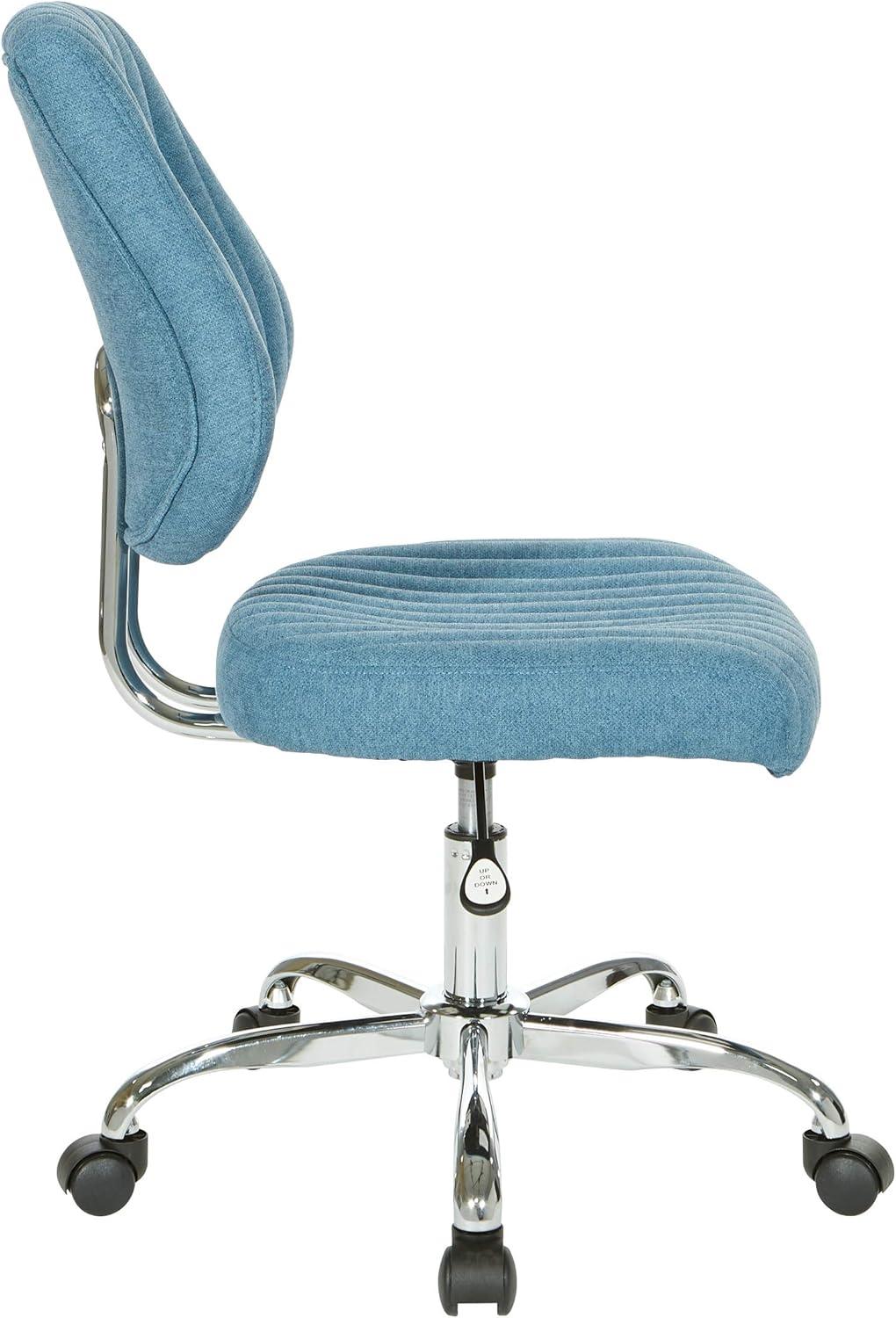 Sunnydale Office Chair in Sky Blue Fabric with Chrome Base