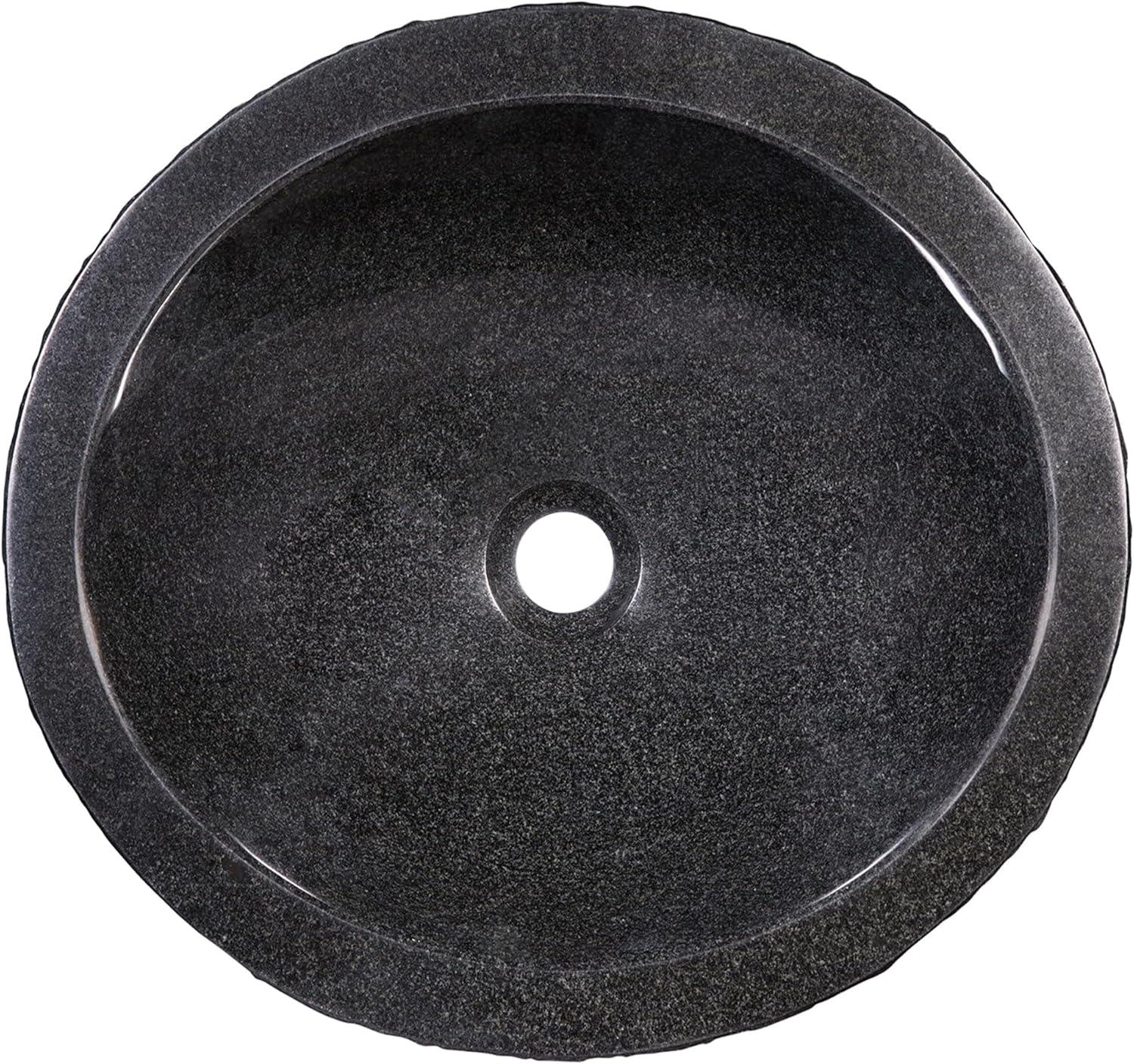 Round Black Granite Above-Counter Vessel Sink