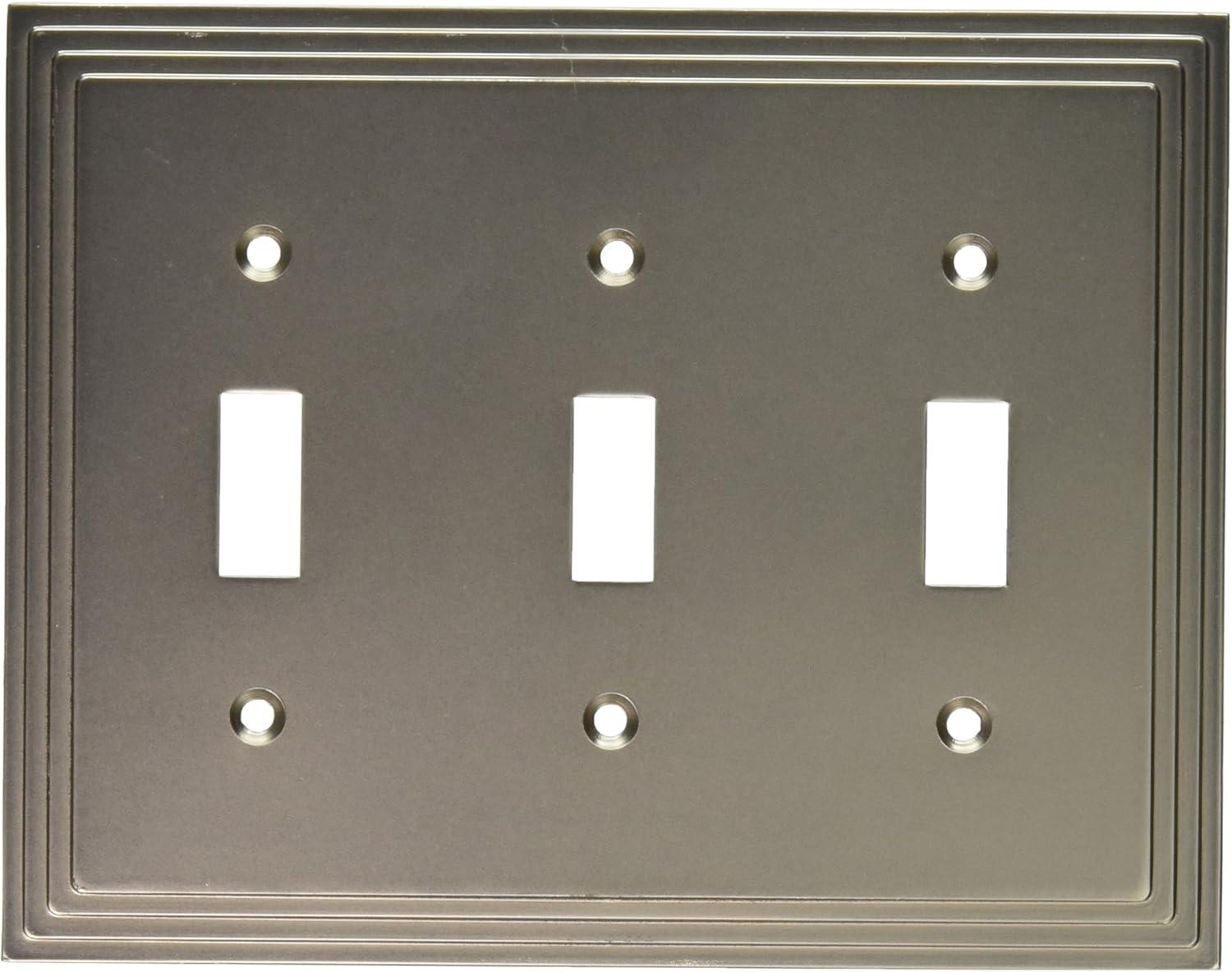 Satin Nickel Triple Toggle Cast Metal Wallplate