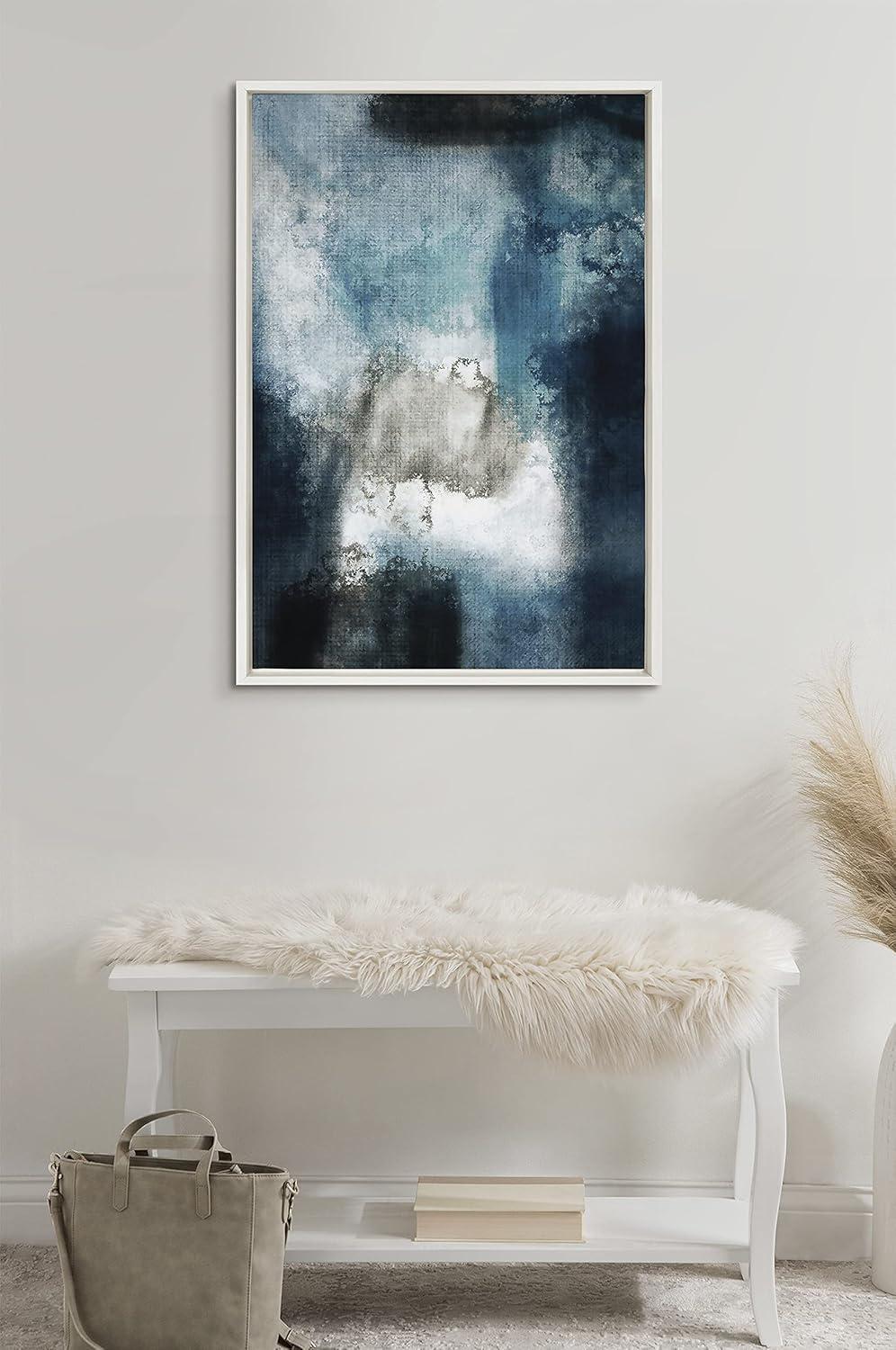 Kate and Laurel Sylvie Aqua Abstract 2 Framed Canvas by Amy Lighthall