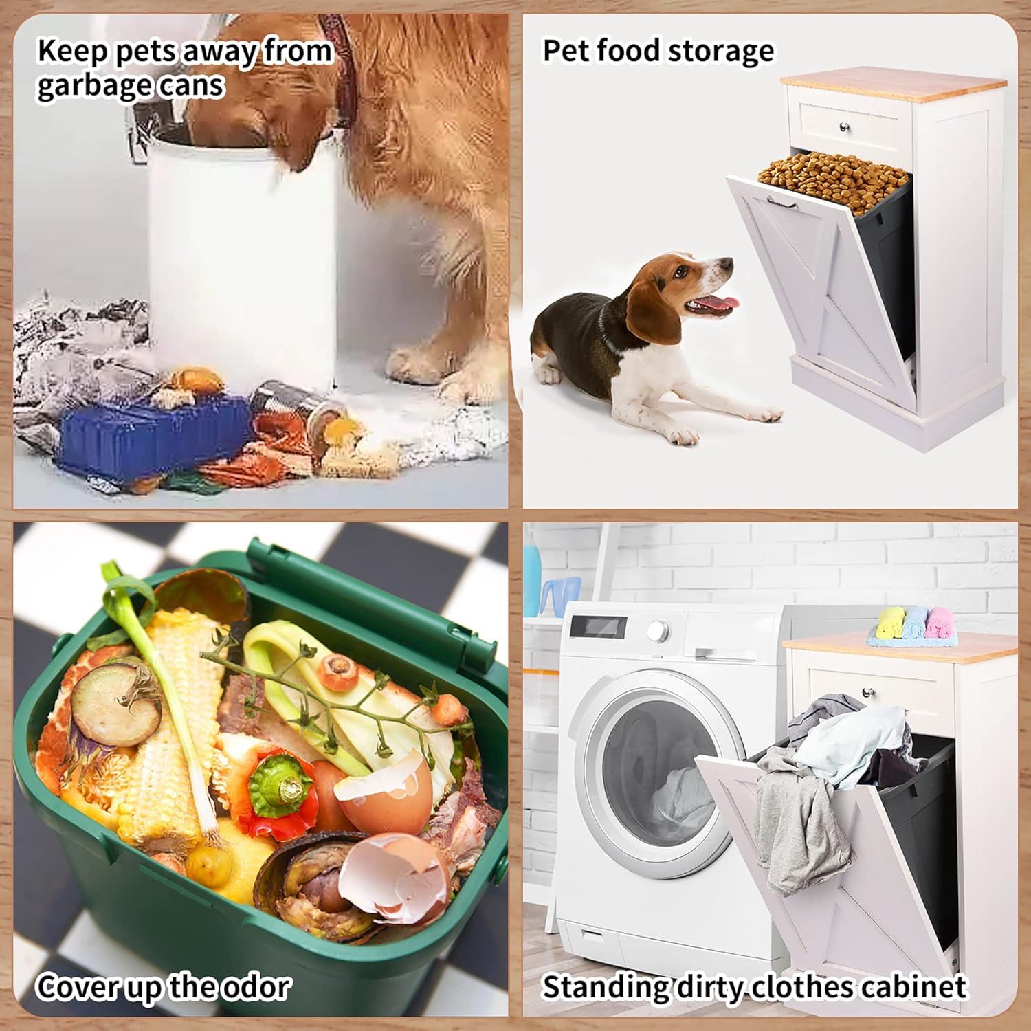 Aeloxis Havant Tilt Out Trash Cabinet 10 Gallon Wooden Free Standing (Not include trash can)