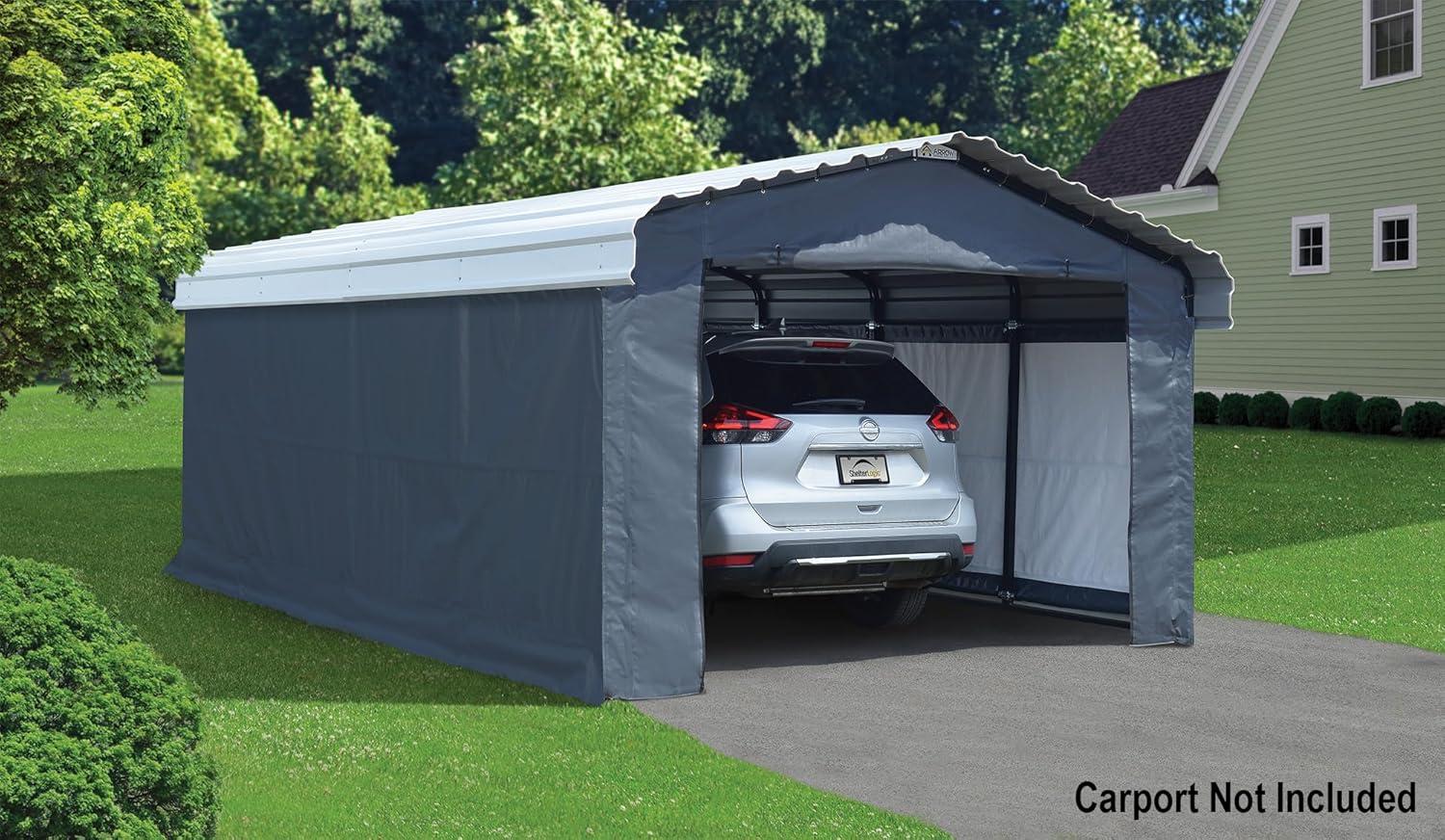 Arrow Arrow Gray Fabric Side Wall for Carport