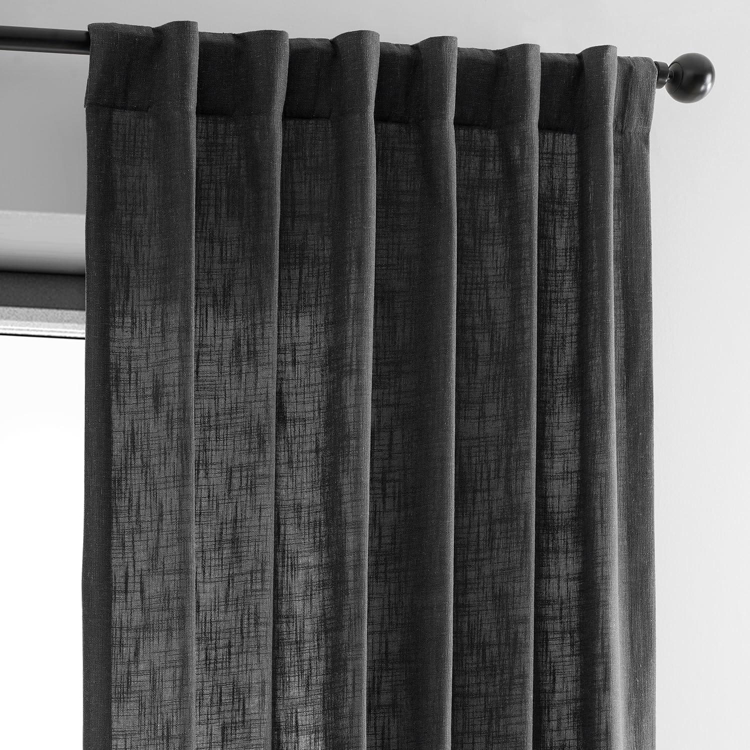 Slate Grey Heavy Faux Linen Curtain (1 Panel), Slate Grey, 50W X 96L