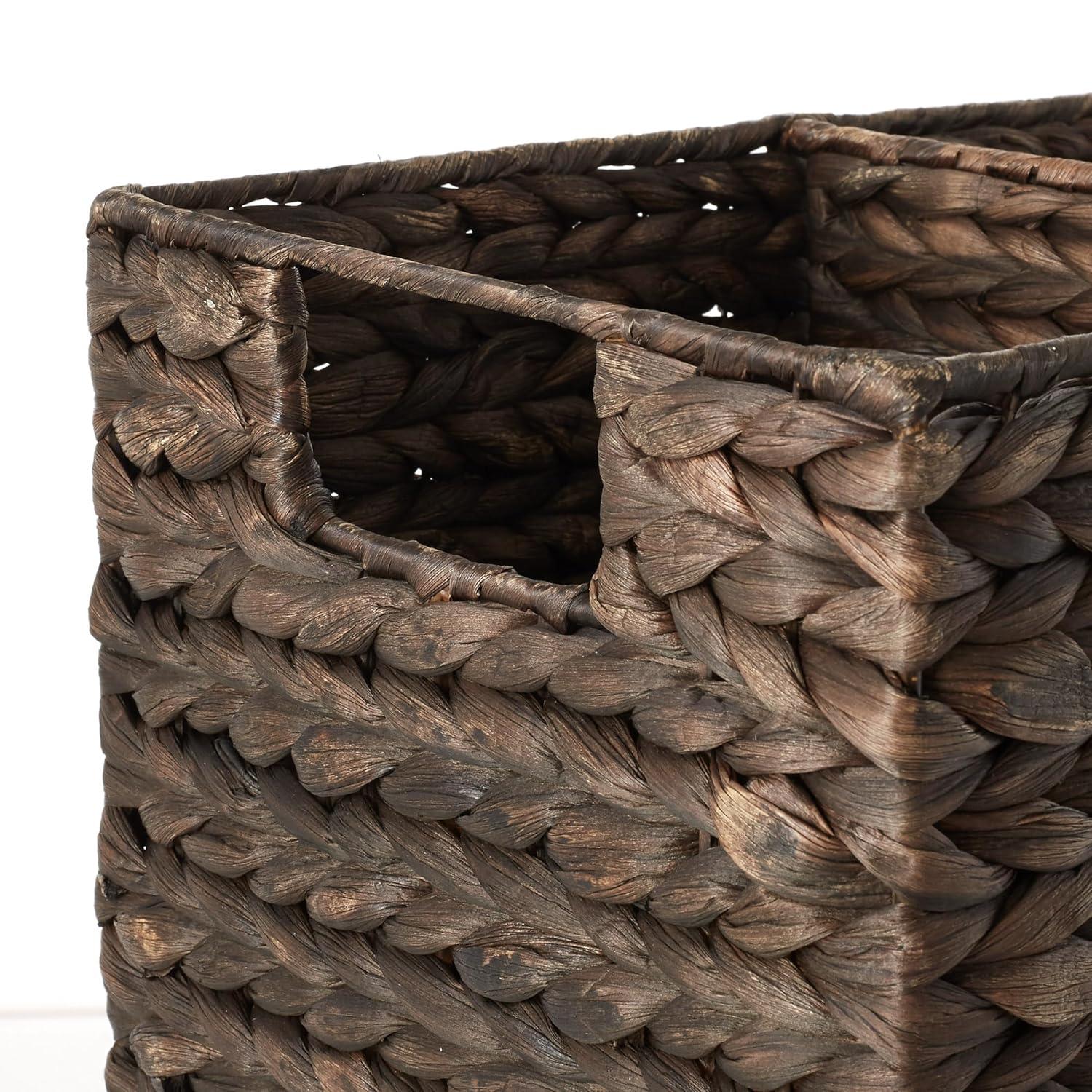Casafield Stair Basket with Handles, Natural - Woven Water Hyacinth Staircase Step Organizer Bin